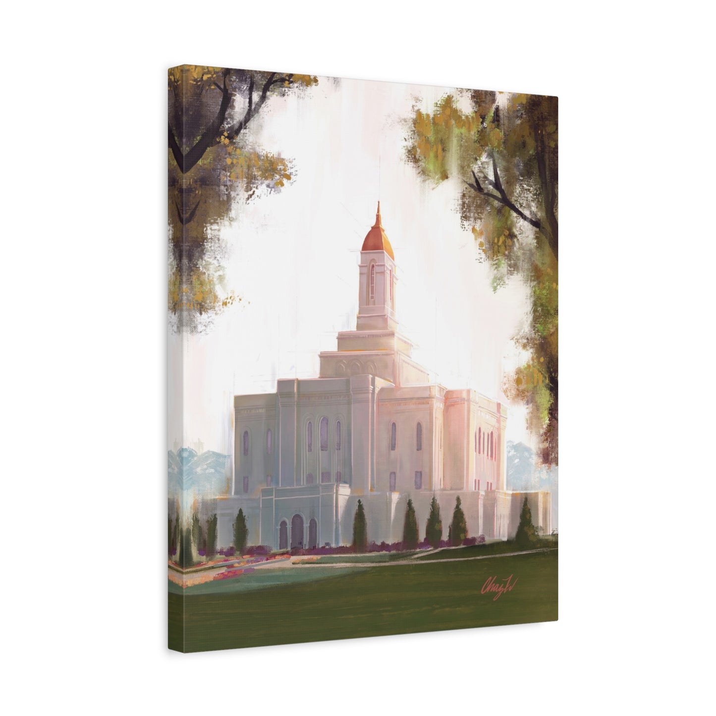 Canvas Gallery Wrap, Deseret Peak Temple-Golden, by Chaz Walgamott