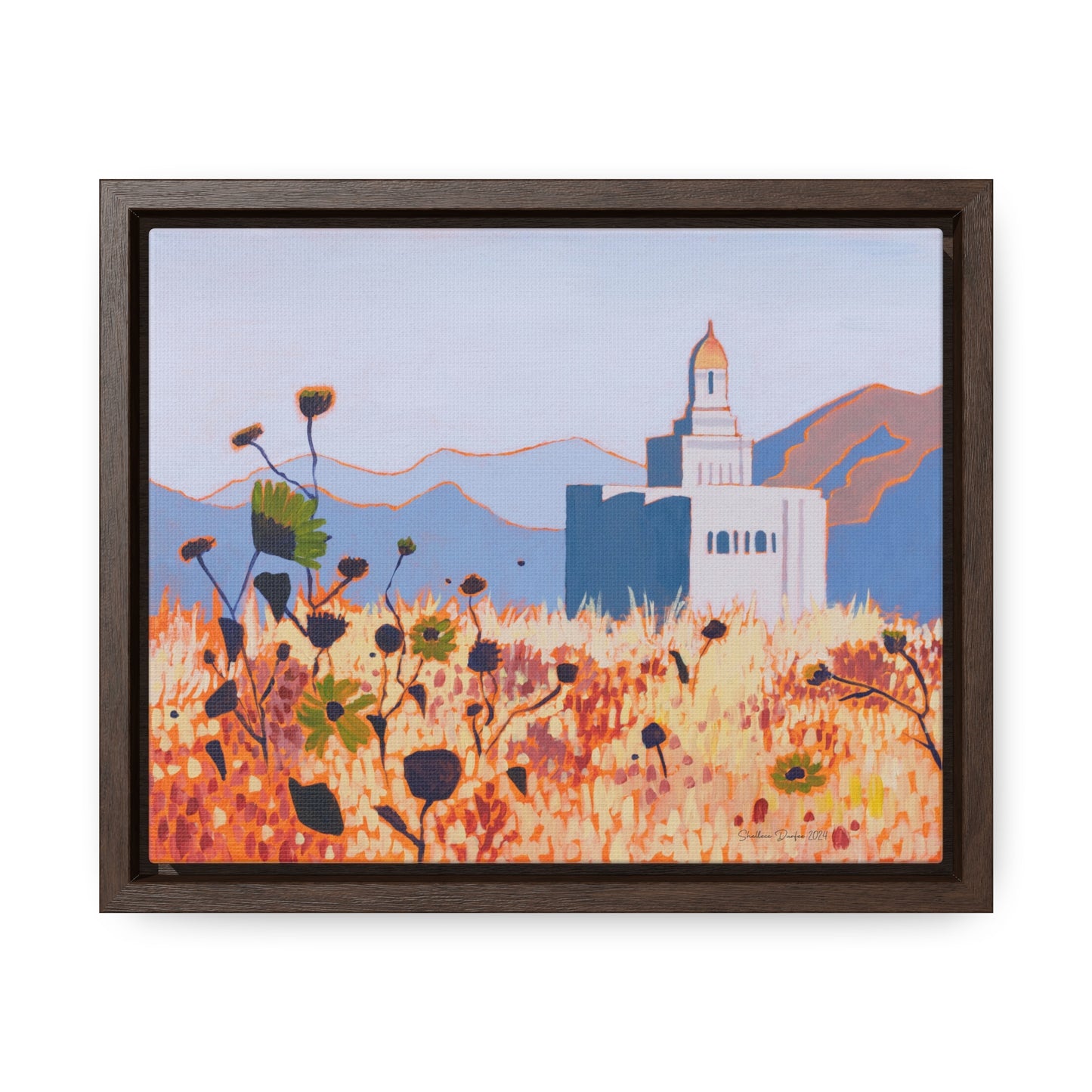 Stretched Canvas Print in Wood Frame--Deseret Peak Temple by Shellece Durfee
