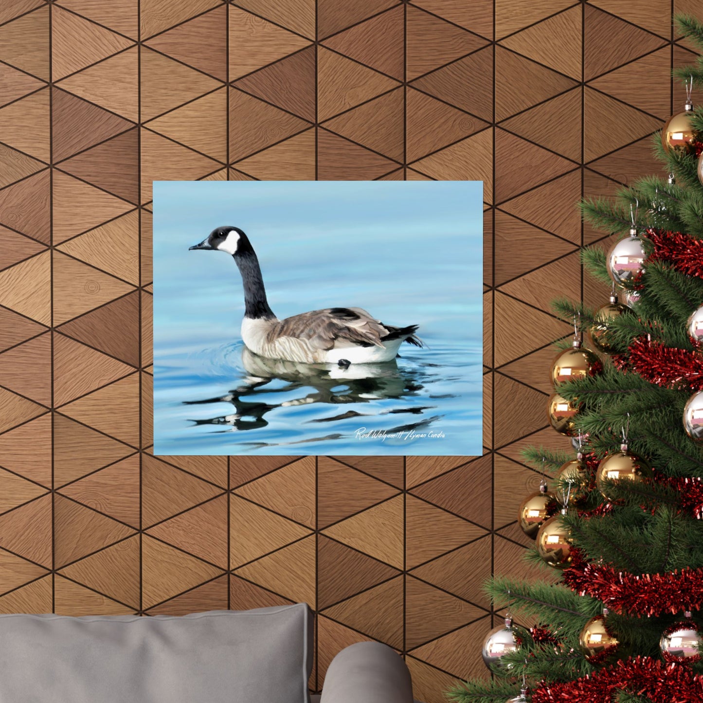 Premium Matte Print, Canada Goose on Stansbury Lake, by Rod Walgamott (Reference Photo by Lyman Condie)