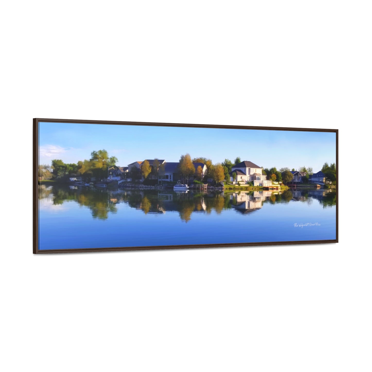 Stretched Canvas Wrap in Wood Frame, Blue Sky Reflection on Stansbury Lake, by Rod Walgamott