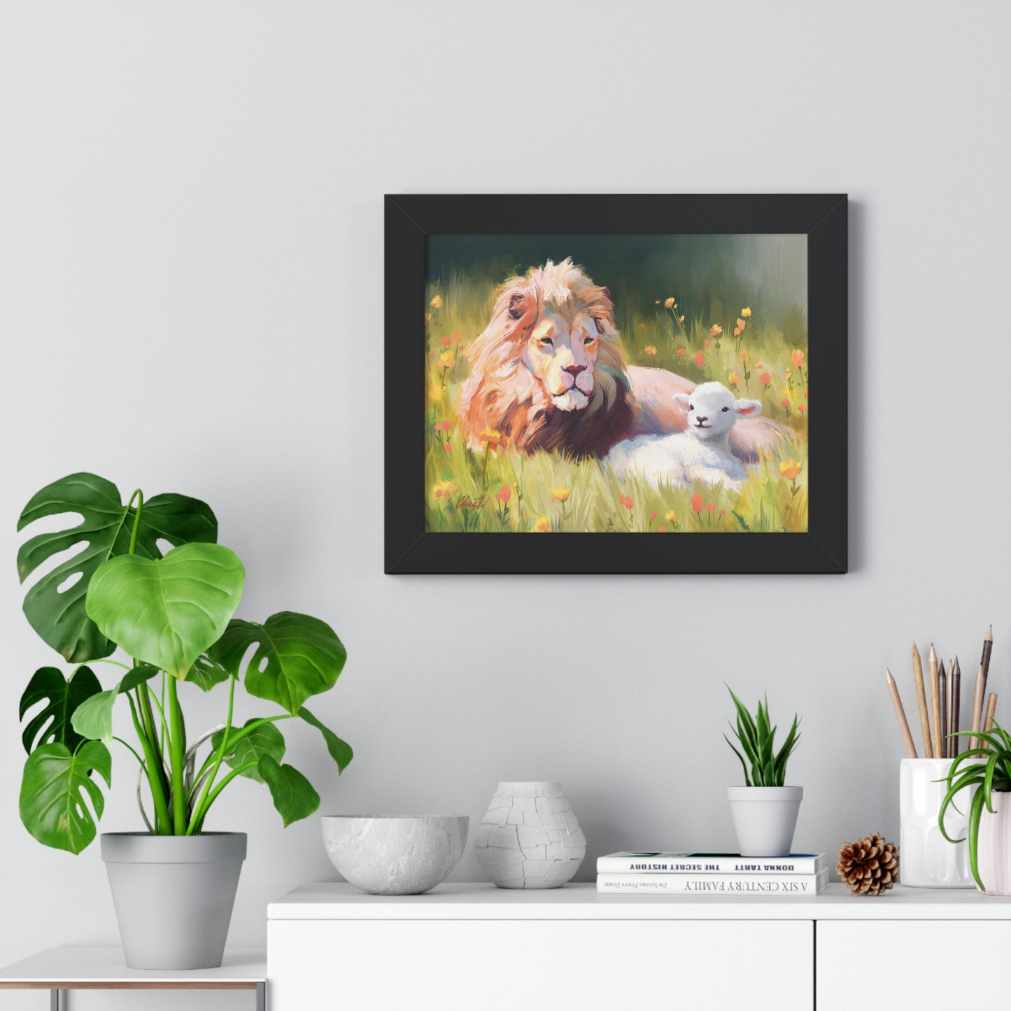 Framed Matte Print, The Lamb and the Lion, by Chaz Walgamott
