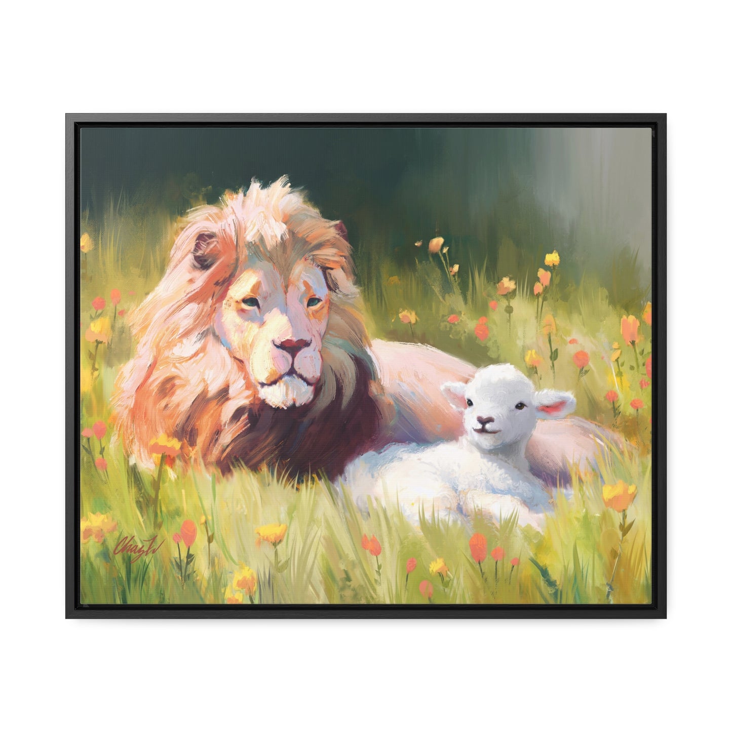 Stretched Canvas Print in Wood Frame, The Lamb and the Lion, by Chaz Walgamott