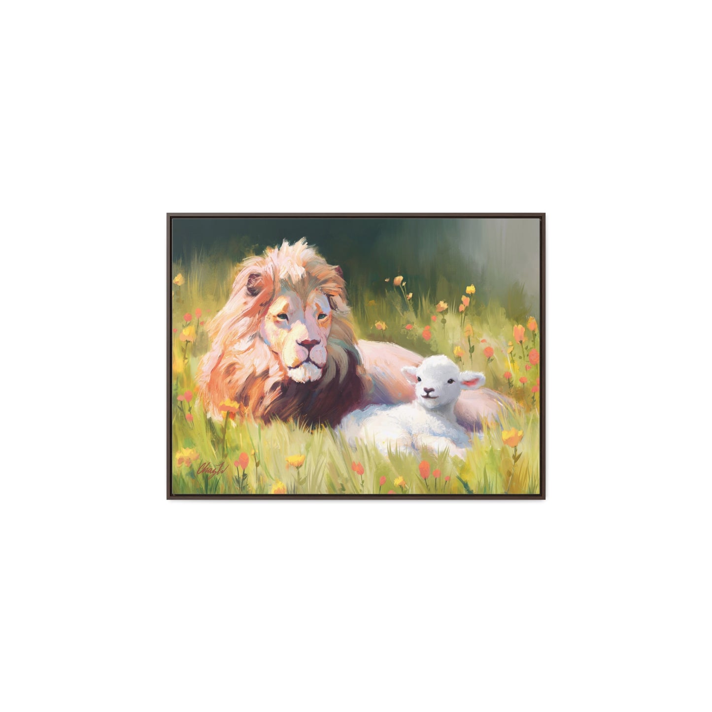 Stretched Canvas Print in Wood Frame, The Lamb and the Lion, by Chaz Walgamott