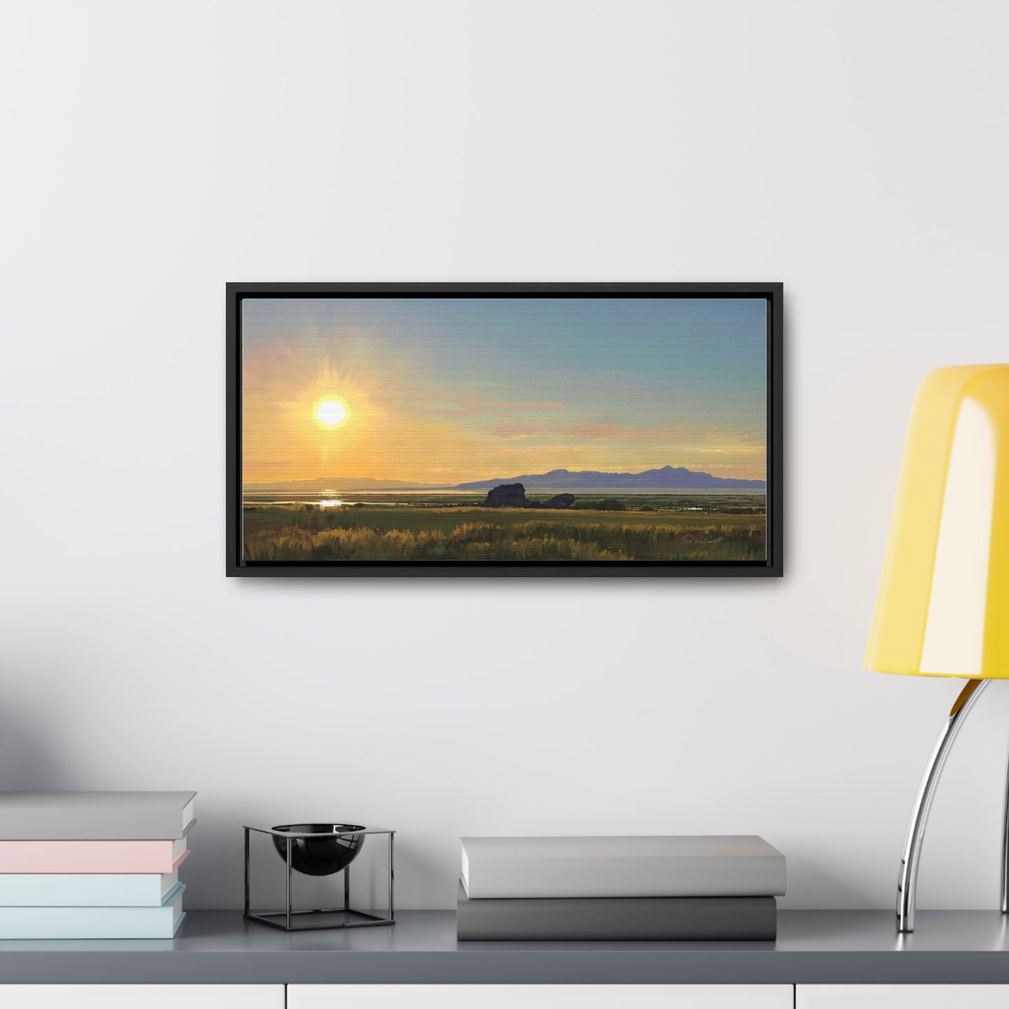 Canvas Wrap in Wood Frame, Adobe Rock Sunset, by Rod Walgamott