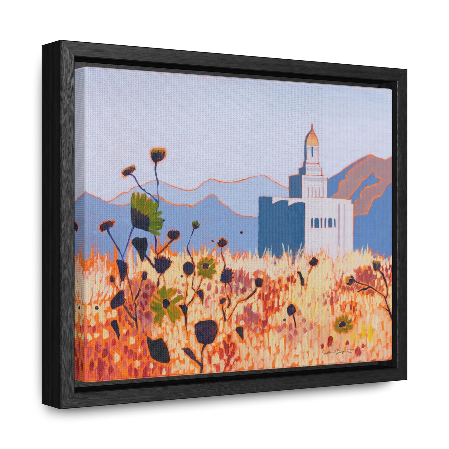 Stretched Canvas Print in Wood Frame--Deseret Peak Temple by Shellece Durfee