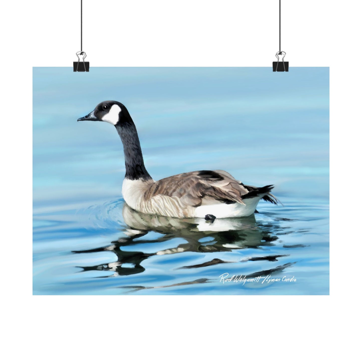 Premium Matte Print, Canada Goose on Stansbury Lake, by Rod Walgamott (Reference Photo by Lyman Condie)