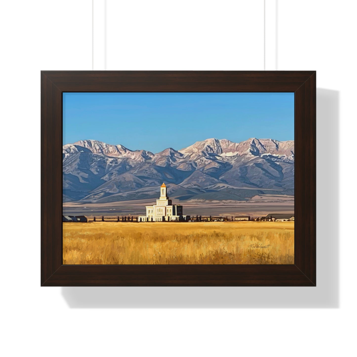 Premium Matte Print--Framed, Deseret Peak Temple and Deseret Peak, by Rod Walgamott
