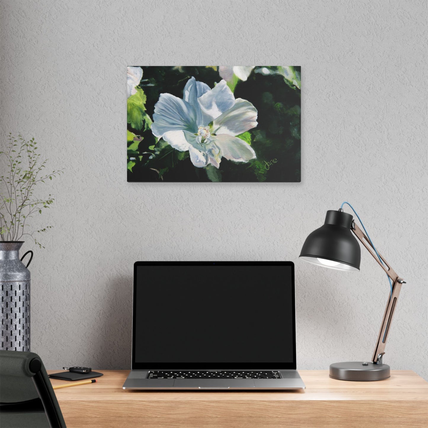 Classic Stretched Canvas, White Rose of Sharon by Jane Autry