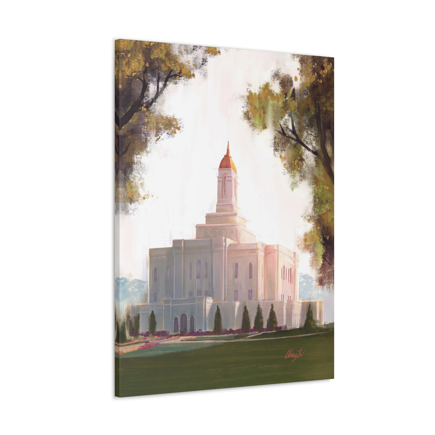 Canvas Gallery Wrap, Deseret Peak Temple-Golden, by Chaz Walgamott