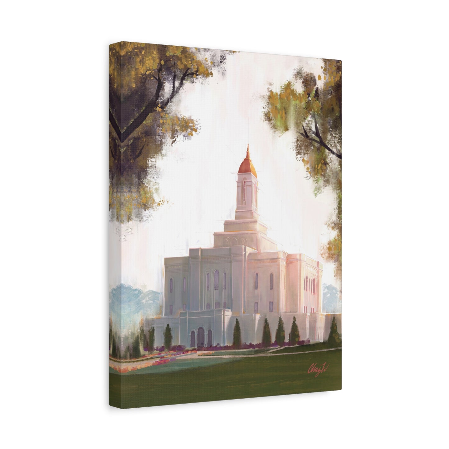 Canvas Gallery Wrap, Deseret Peak Temple-Golden, by Chaz Walgamott