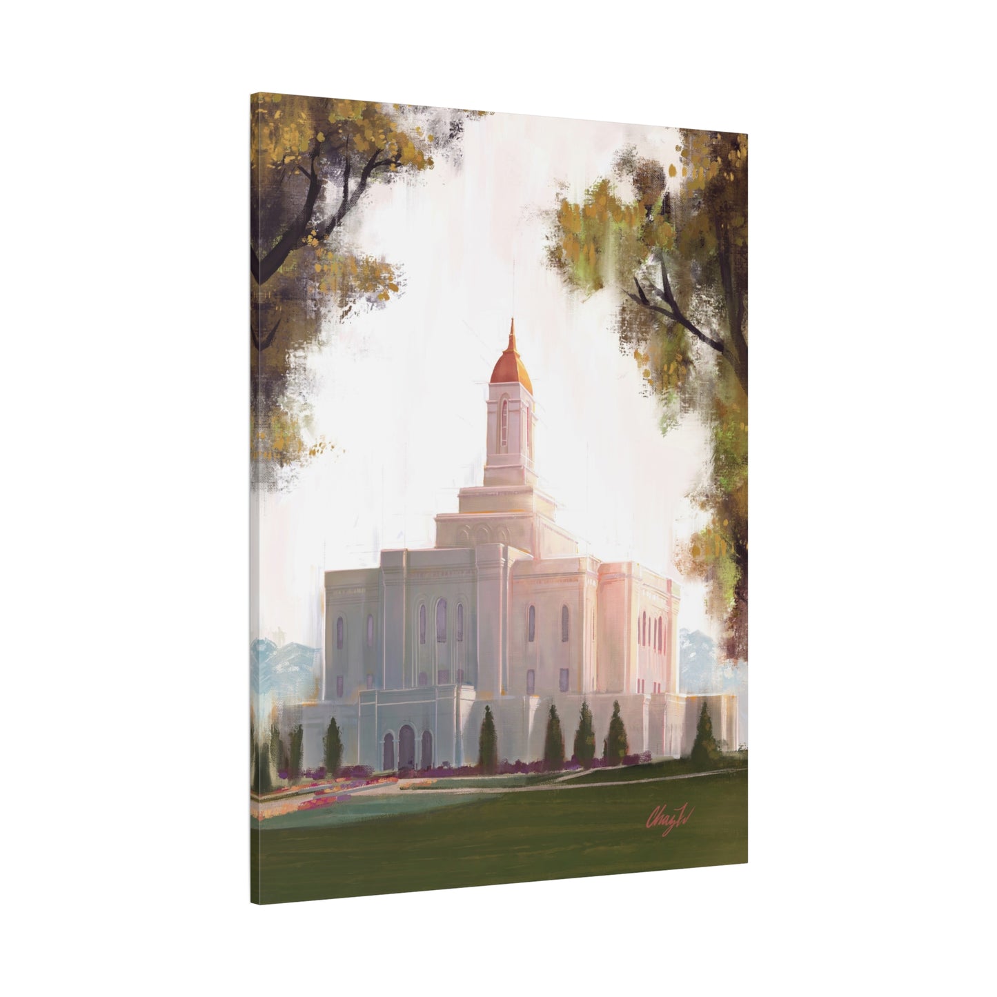Canvas Gallery Wrap, Deseret Peak Temple-Golden, by Chaz Walgamott