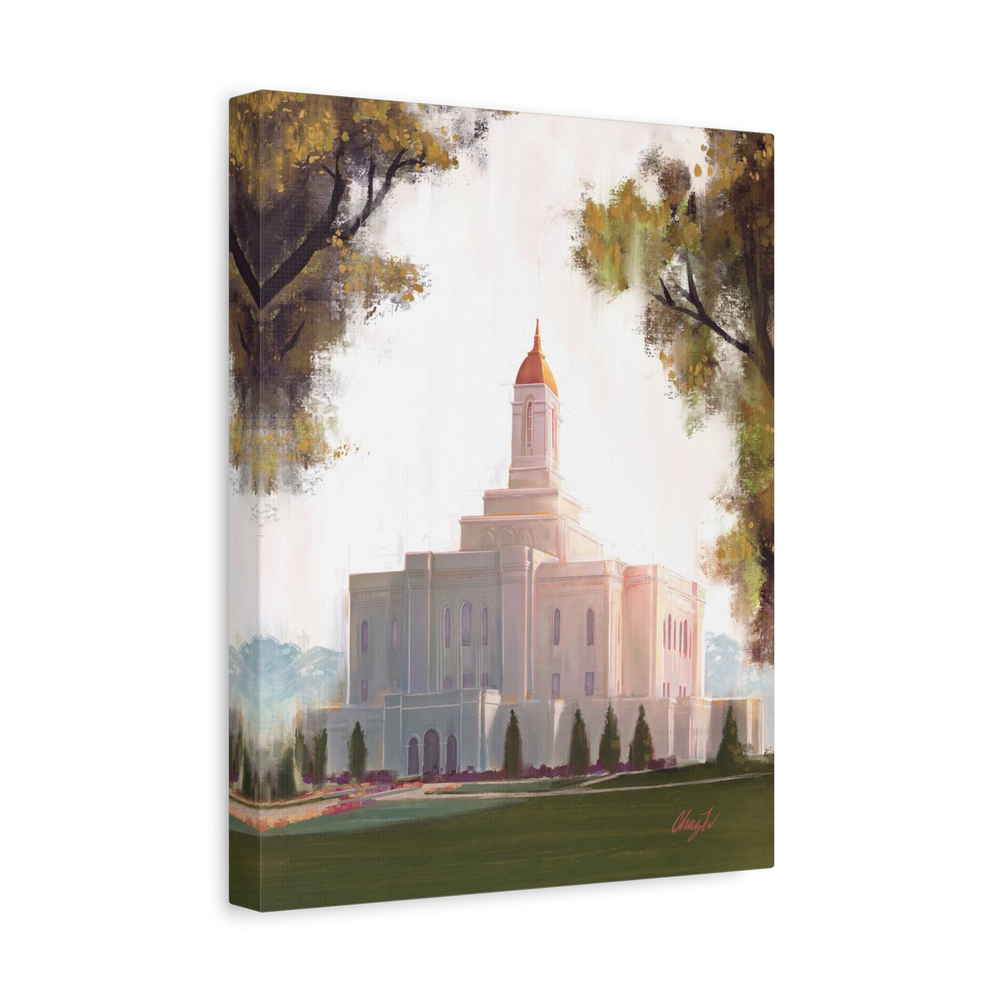 Canvas Gallery Wrap, Deseret Peak Temple-Golden, by Chaz Walgamott