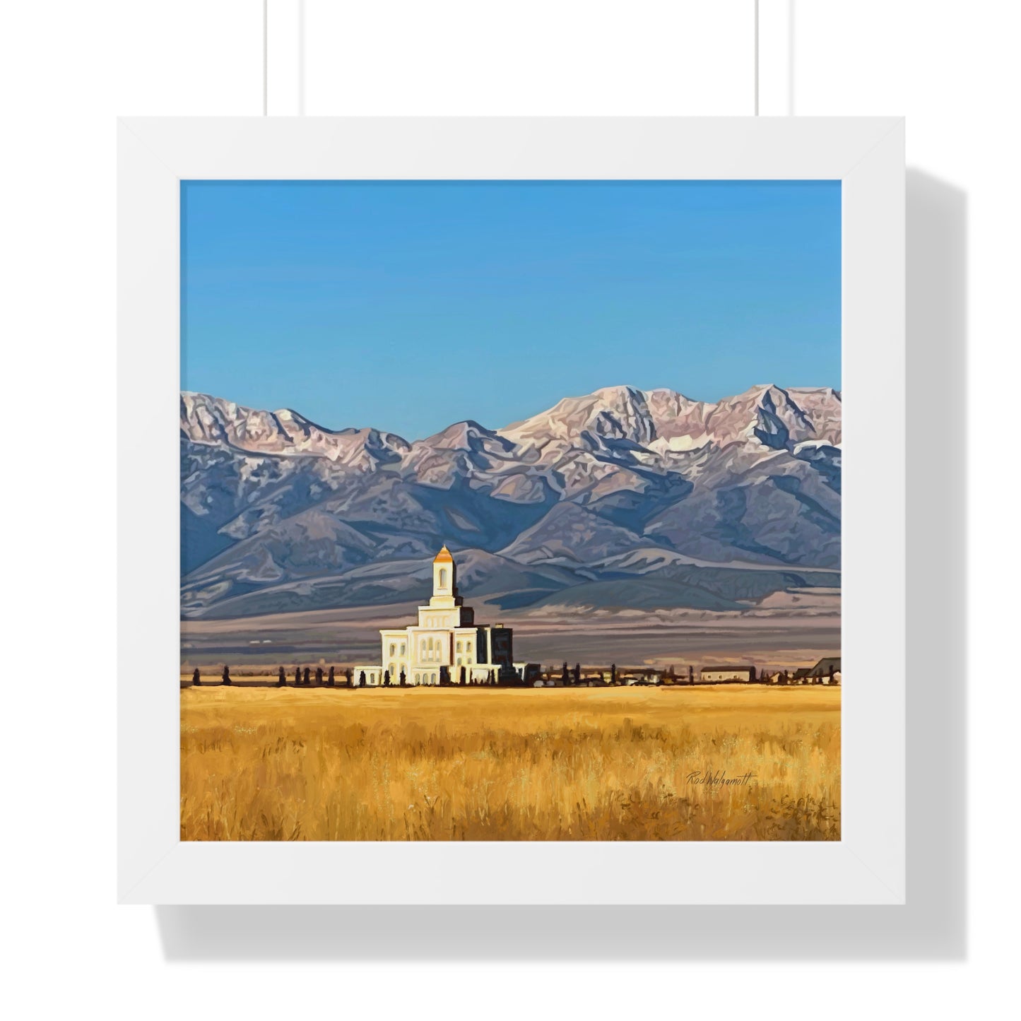Premium Matte Print--Framed, Deseret Peak Temple and Deseret Peak, by Rod Walgamott
