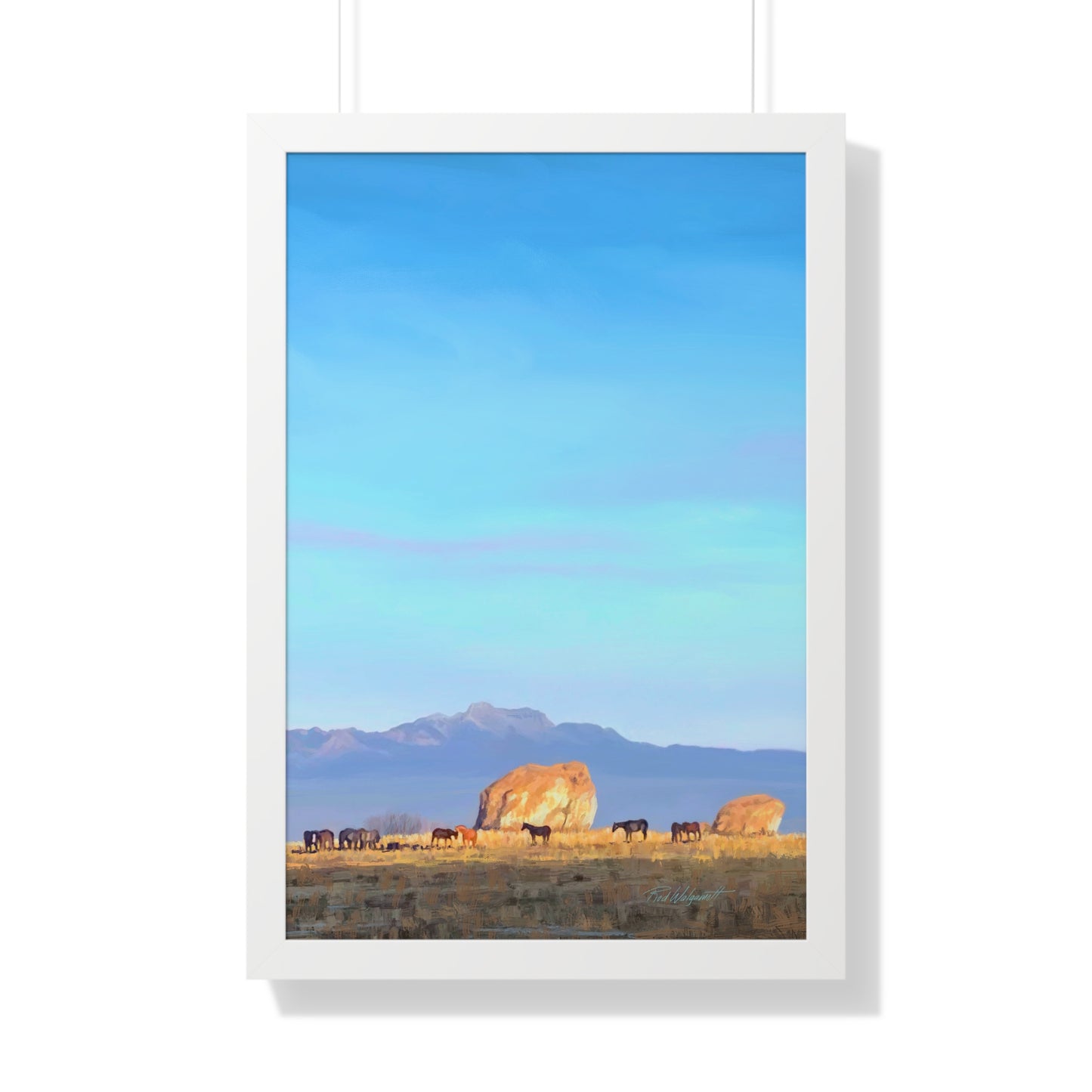 Framed Matte Print, Horses at Adobe Rock, by Rod Walgamott