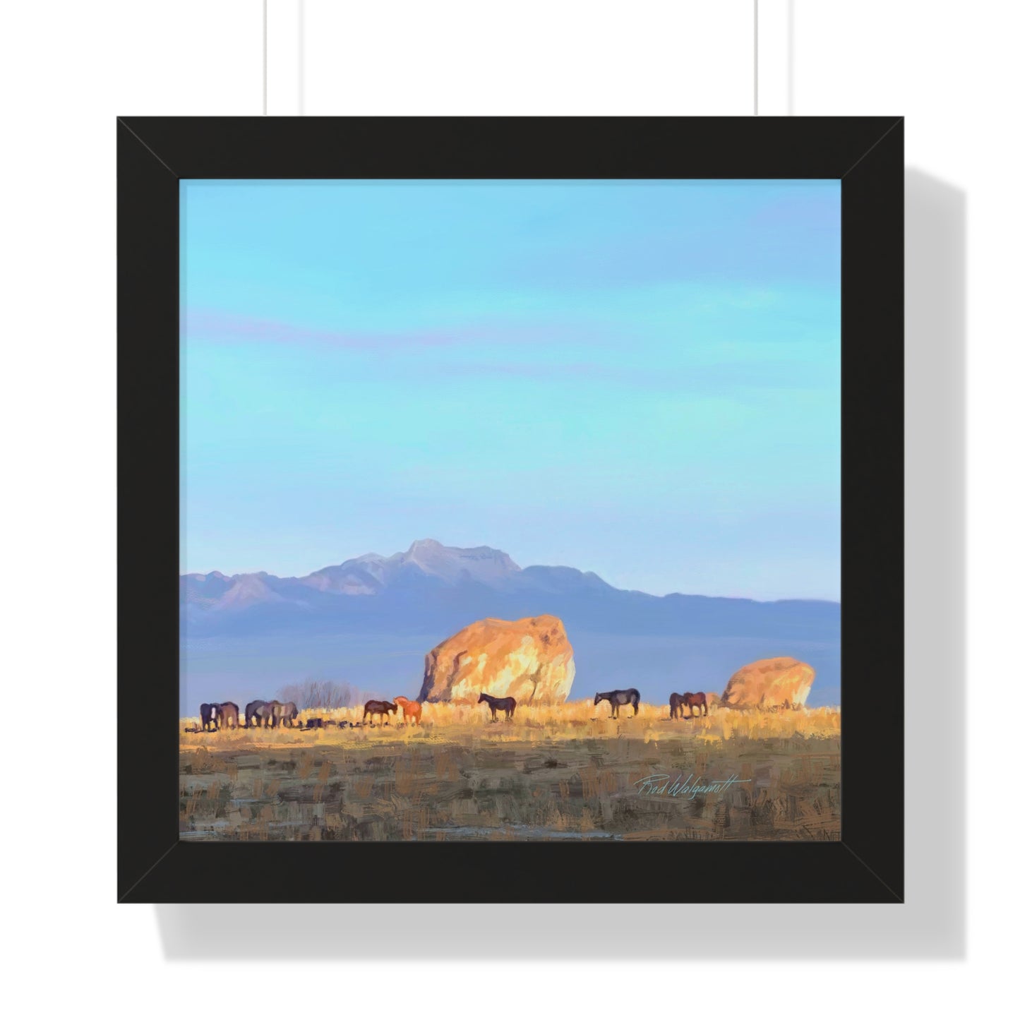 Framed Matte Print, Horses at Adobe Rock, by Rod Walgamott