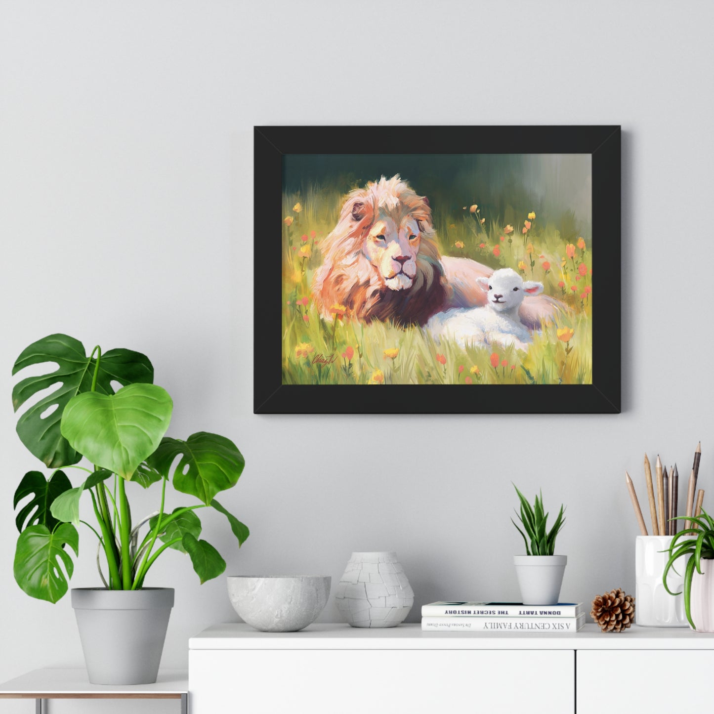 Framed Matte Print, The Lamb and the Lion, by Chaz Walgamott