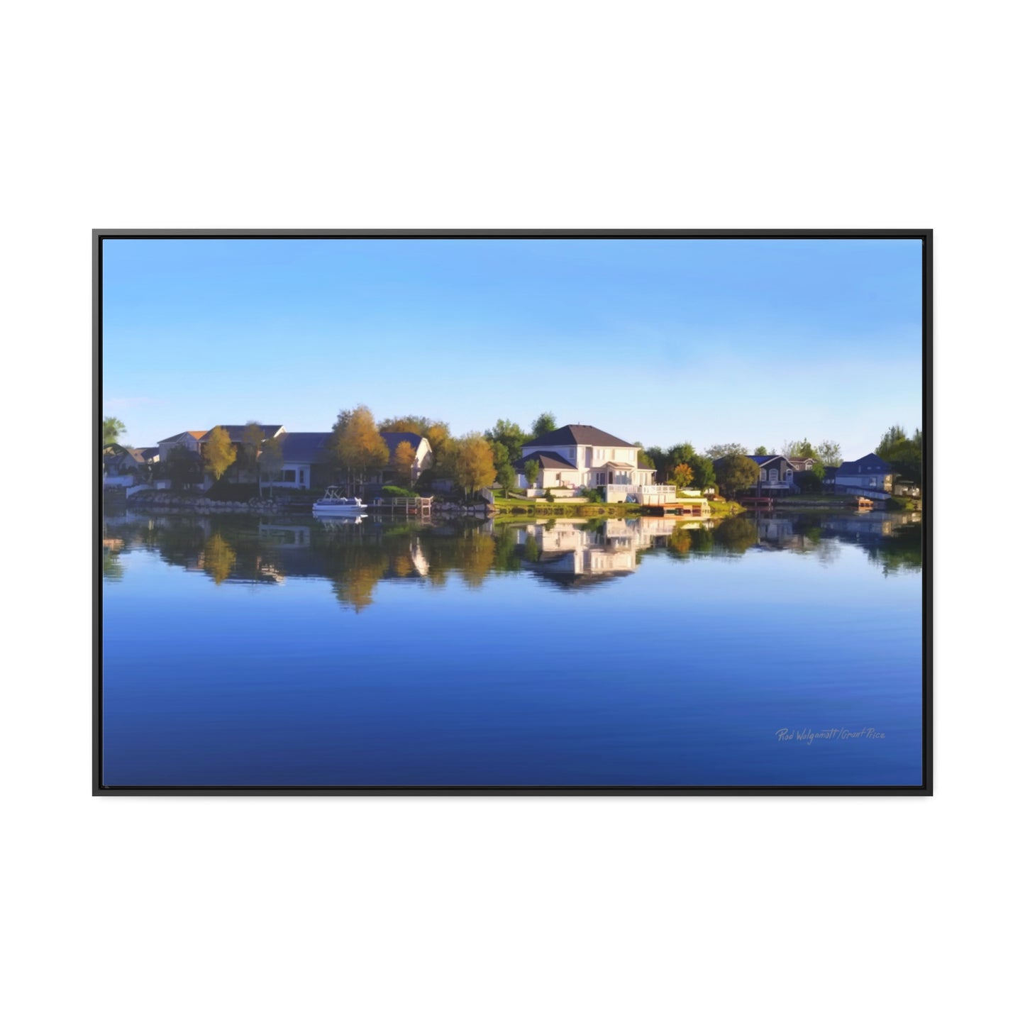 Stretched Canvas Wrap in Wood Frame, Blue Sky Reflection on Stansbury Lake, by Rod Walgamott