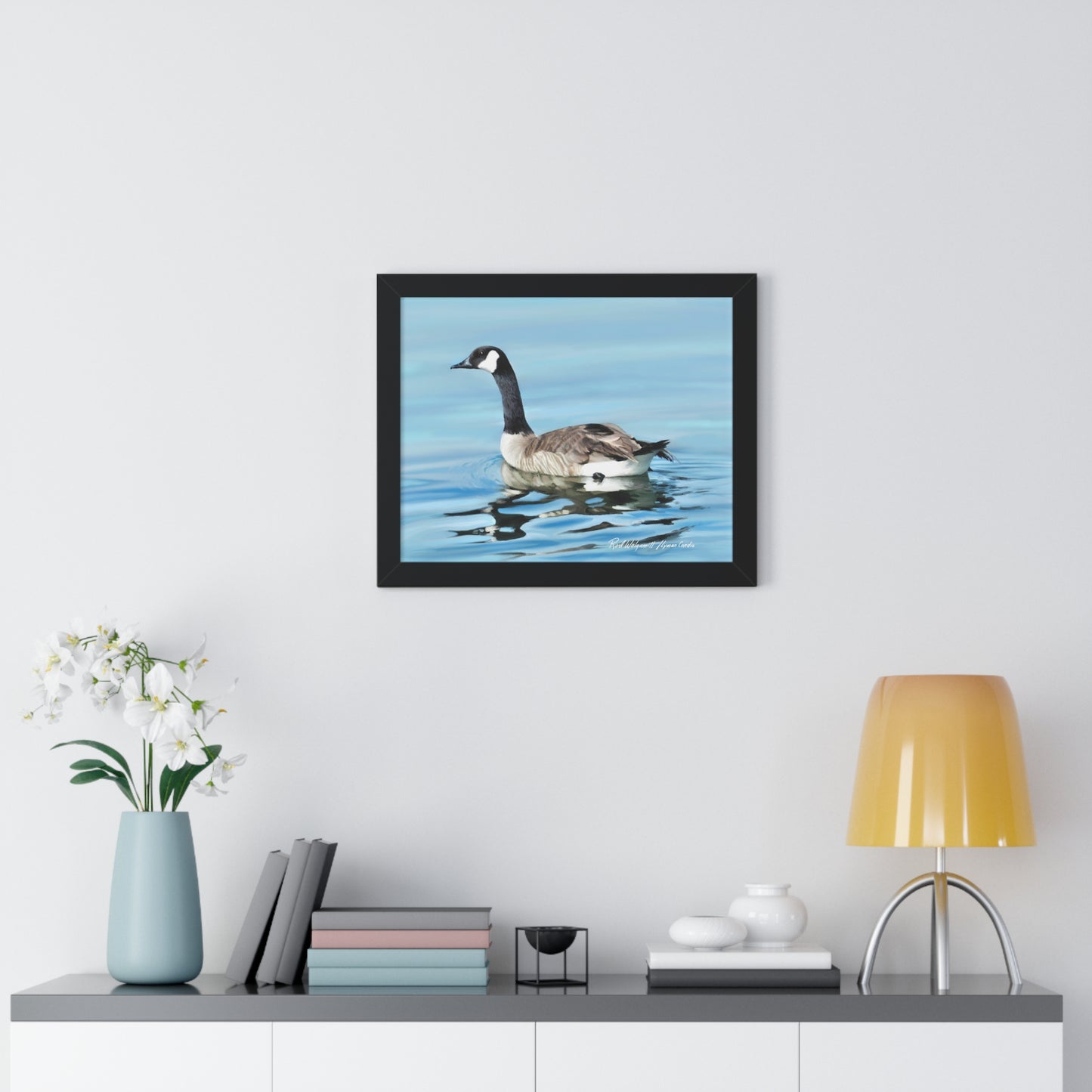 Framed Matte Print, Canada Goose on Stansbury Lake, by Rod Walgamott