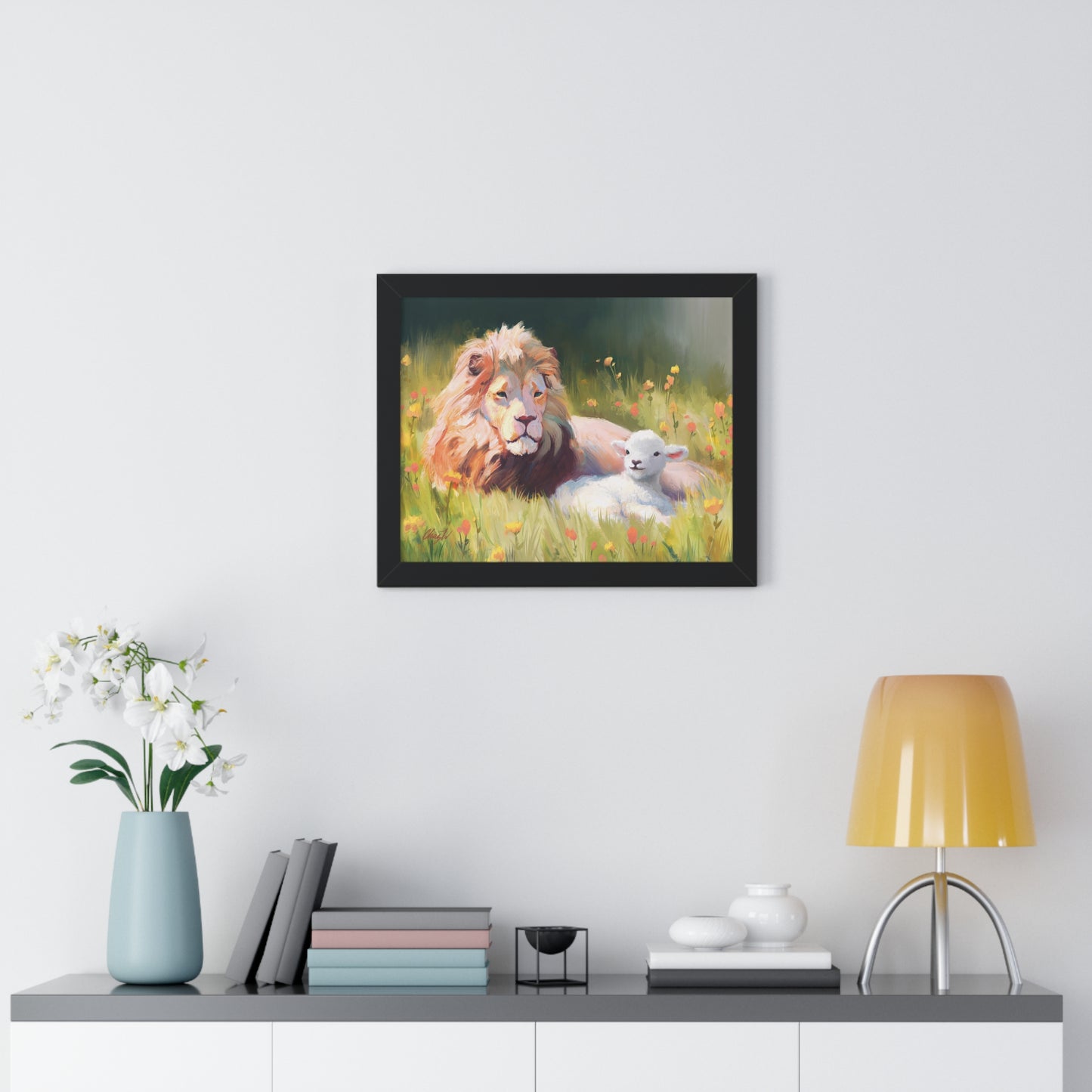 Framed Matte Print, The Lamb and the Lion, by Chaz Walgamott
