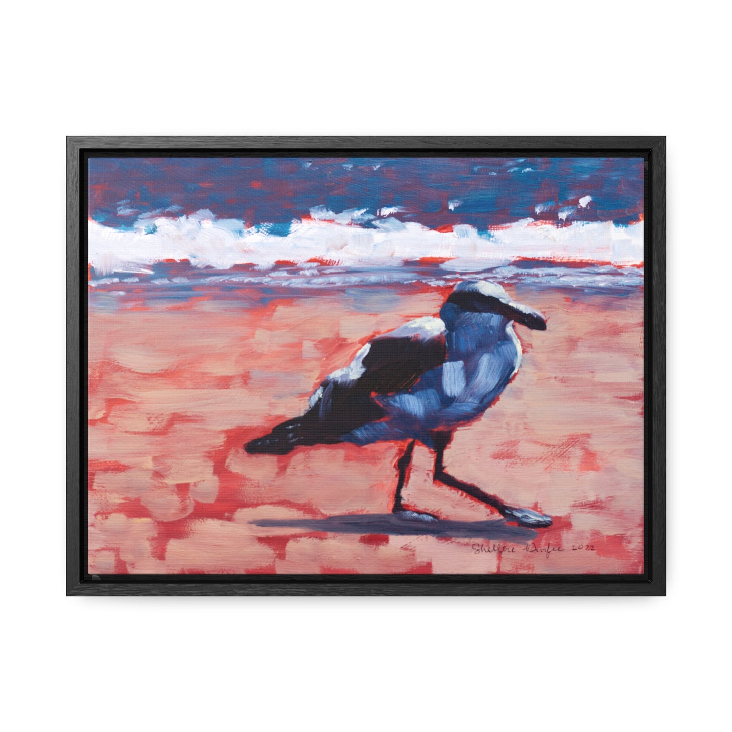 Stretched Canvas Print in Wood Frame, Seagull, by Shellece Durfee