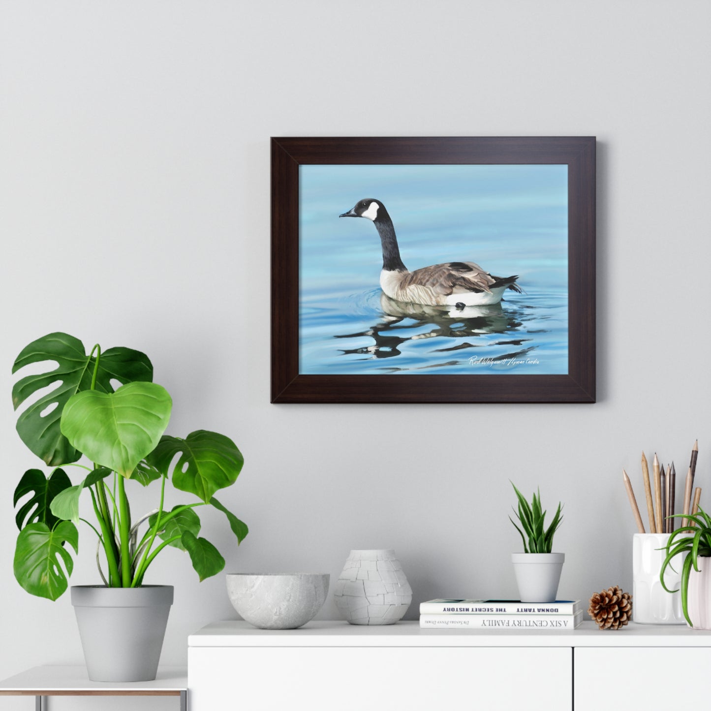 Framed Matte Print, Canada Goose on Stansbury Lake, by Rod Walgamott