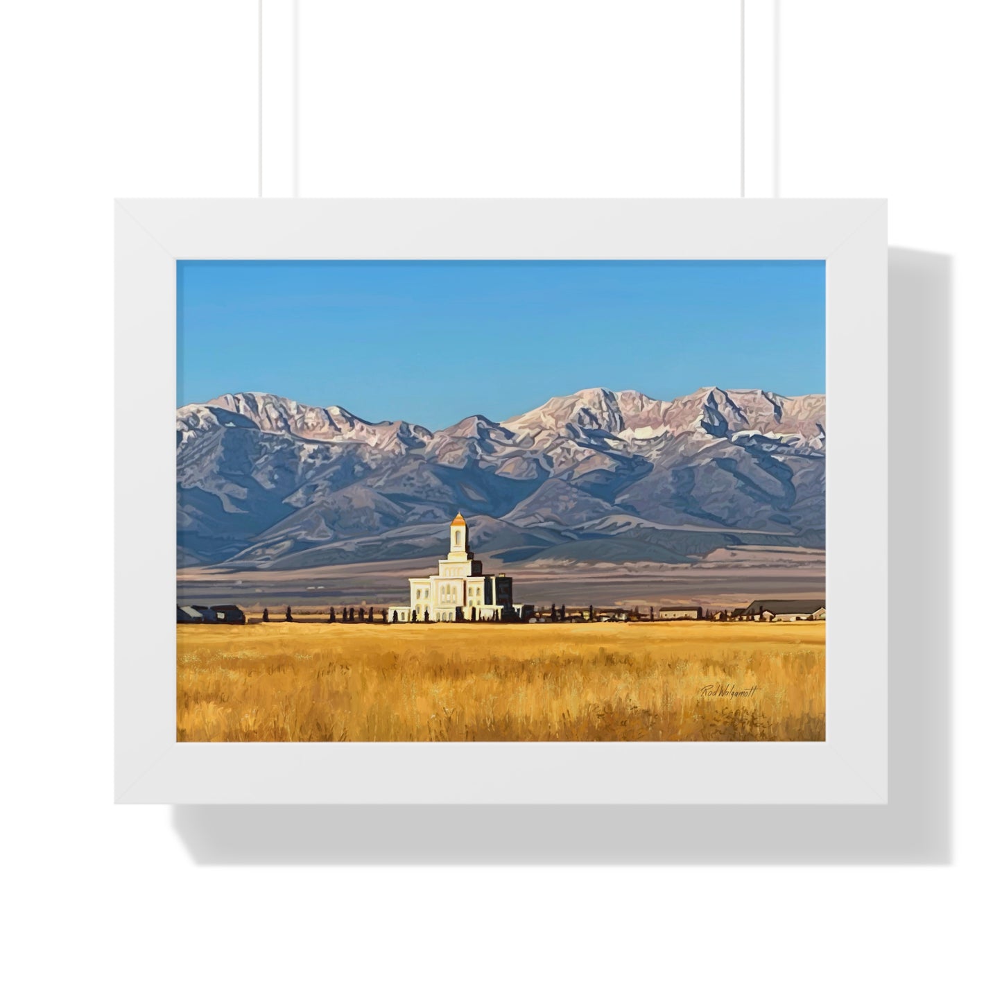 Premium Matte Print--Framed, Deseret Peak Temple and Deseret Peak, by Rod Walgamott
