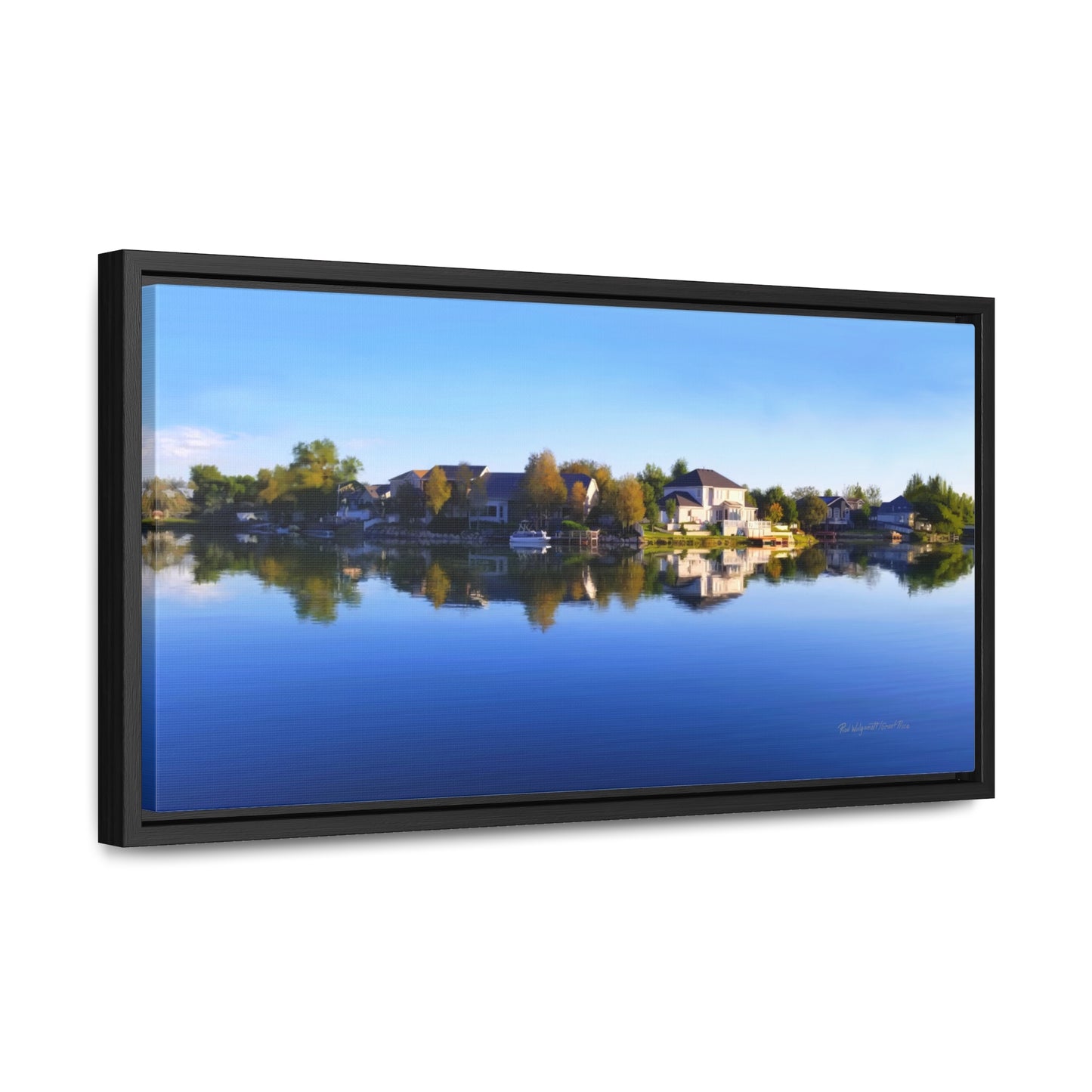 Stretched Canvas Wrap in Wood Frame, Blue Sky Reflection on Stansbury Lake, by Rod Walgamott