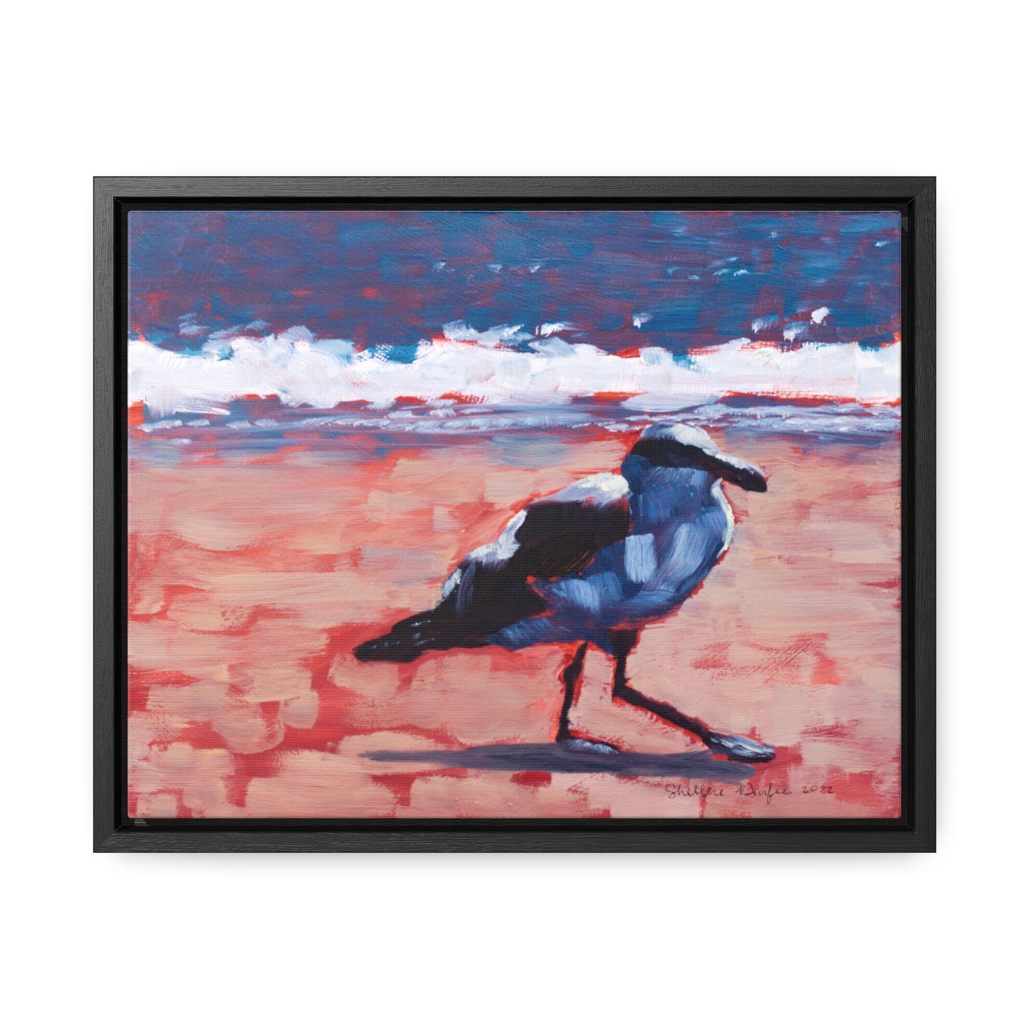 Stretched Canvas Print in Wood Frame, Seagull, by Shellece Durfee