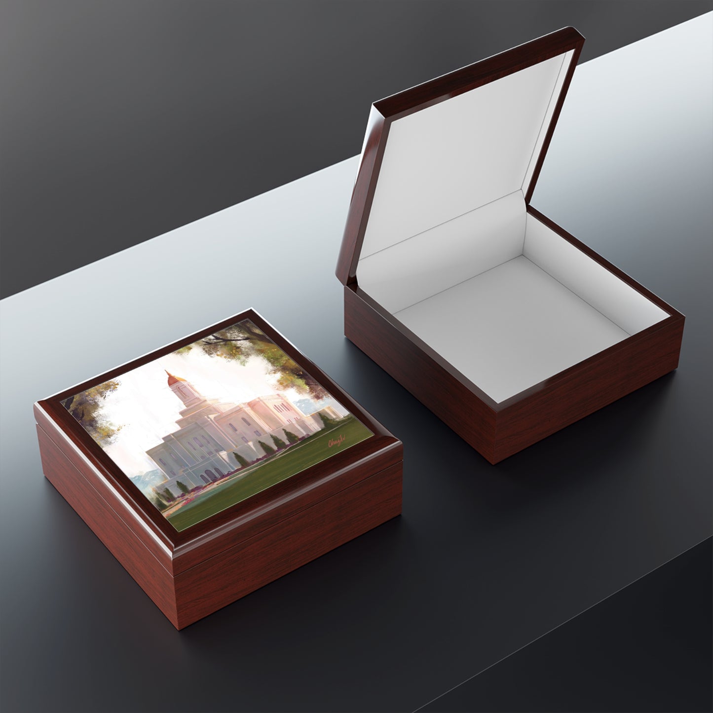 Jewelry Box featuring the Deseret Peak Temple--Golden, by Chaz Walgamott
