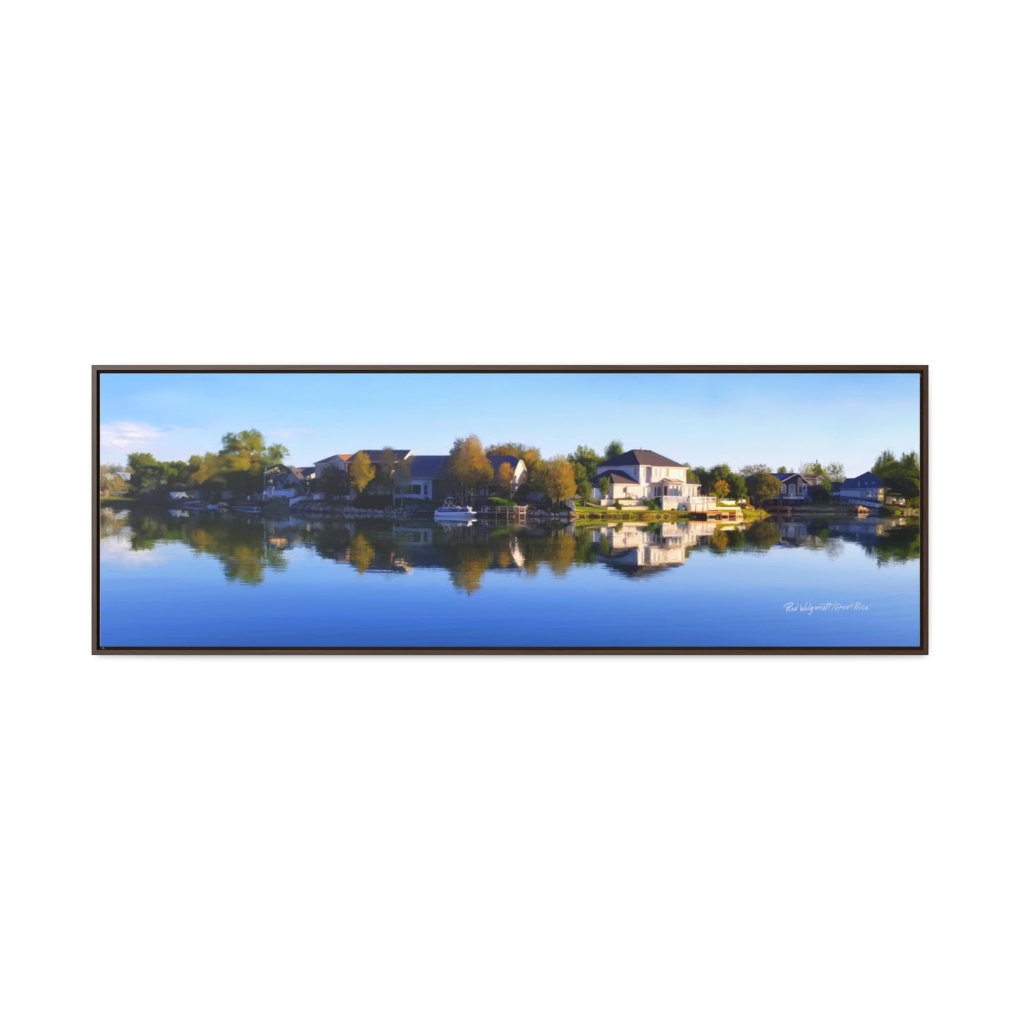 Stretched Canvas Wrap in Wood Frame, Blue Sky Reflection on Stansbury Lake, by Rod Walgamott