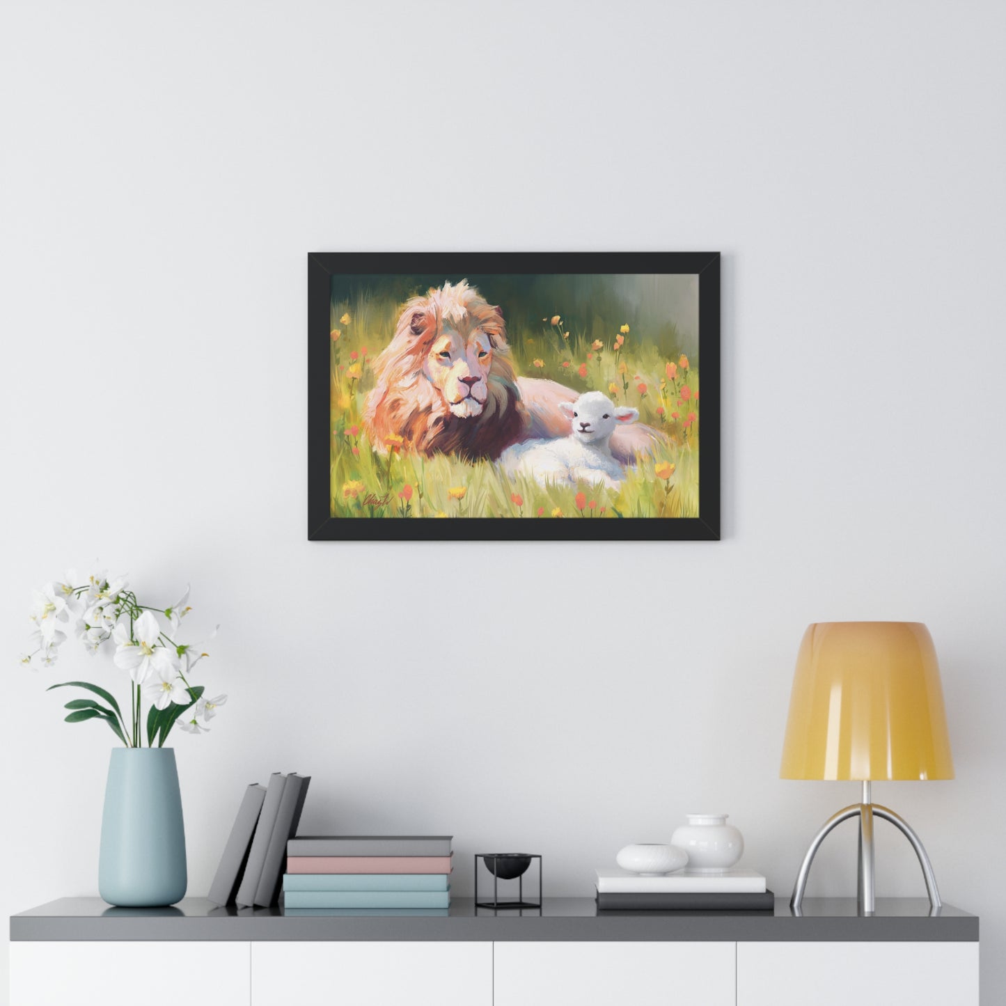 Framed Matte Print, The Lamb and the Lion, by Chaz Walgamott