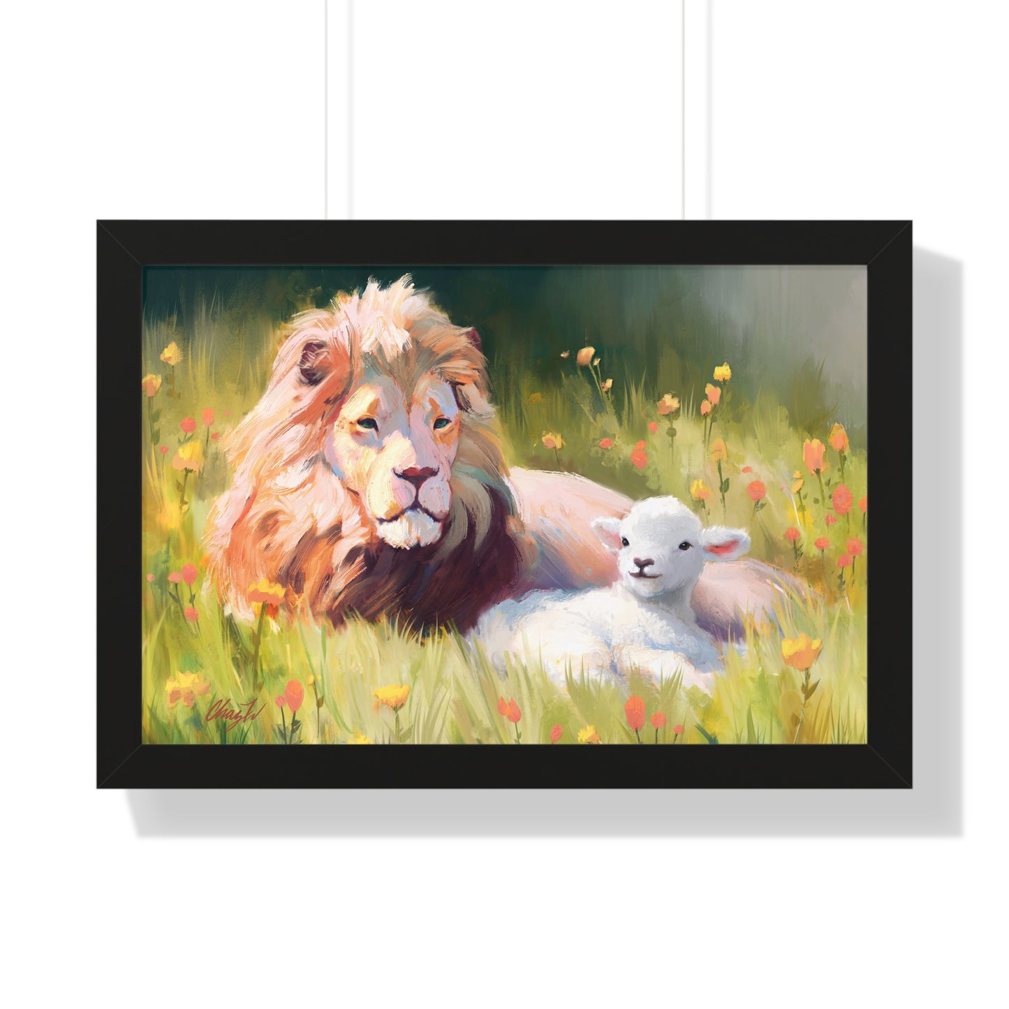 Framed Matte Print, The Lamb and the Lion, by Chaz Walgamott