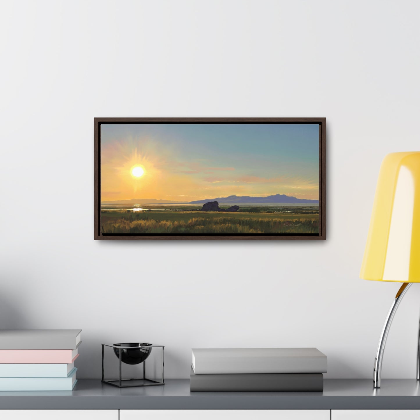 Canvas Wrap in Wood Frame, Adobe Rock Sunset, by Rod Walgamott