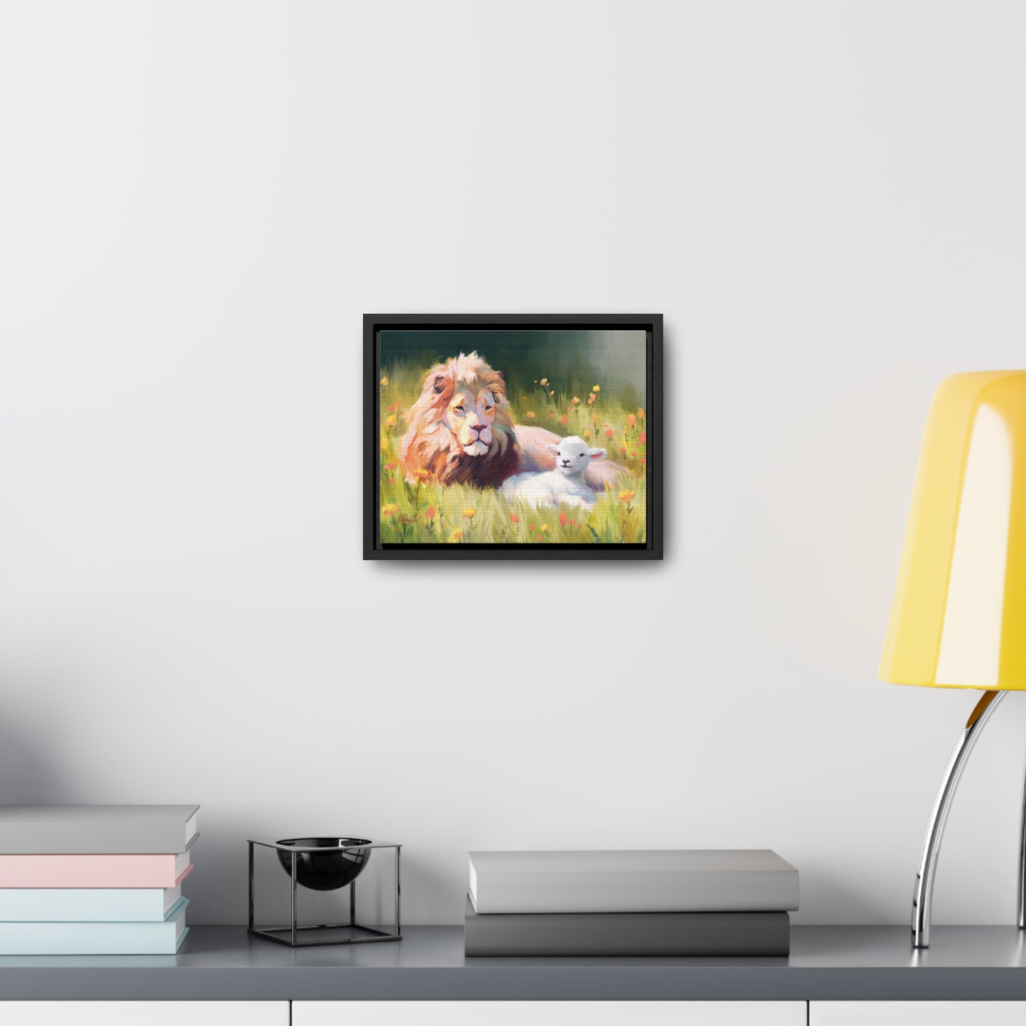 Stretched Canvas Print in Wood Frame, The Lamb and the Lion, by Chaz Walgamott