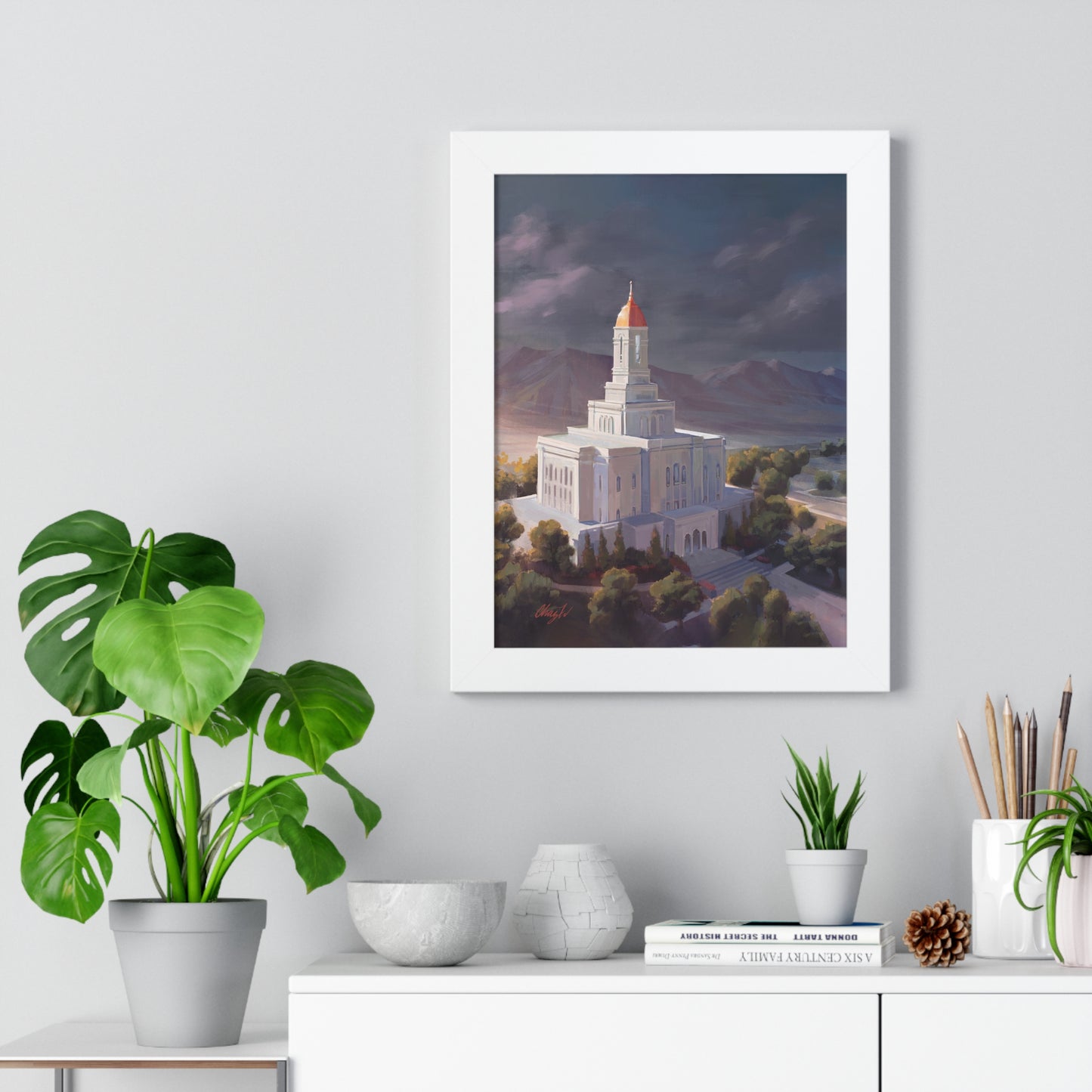 Framed Matte Print, Deseret Peak Temple--After the Storm, by Chaz Walgamott
