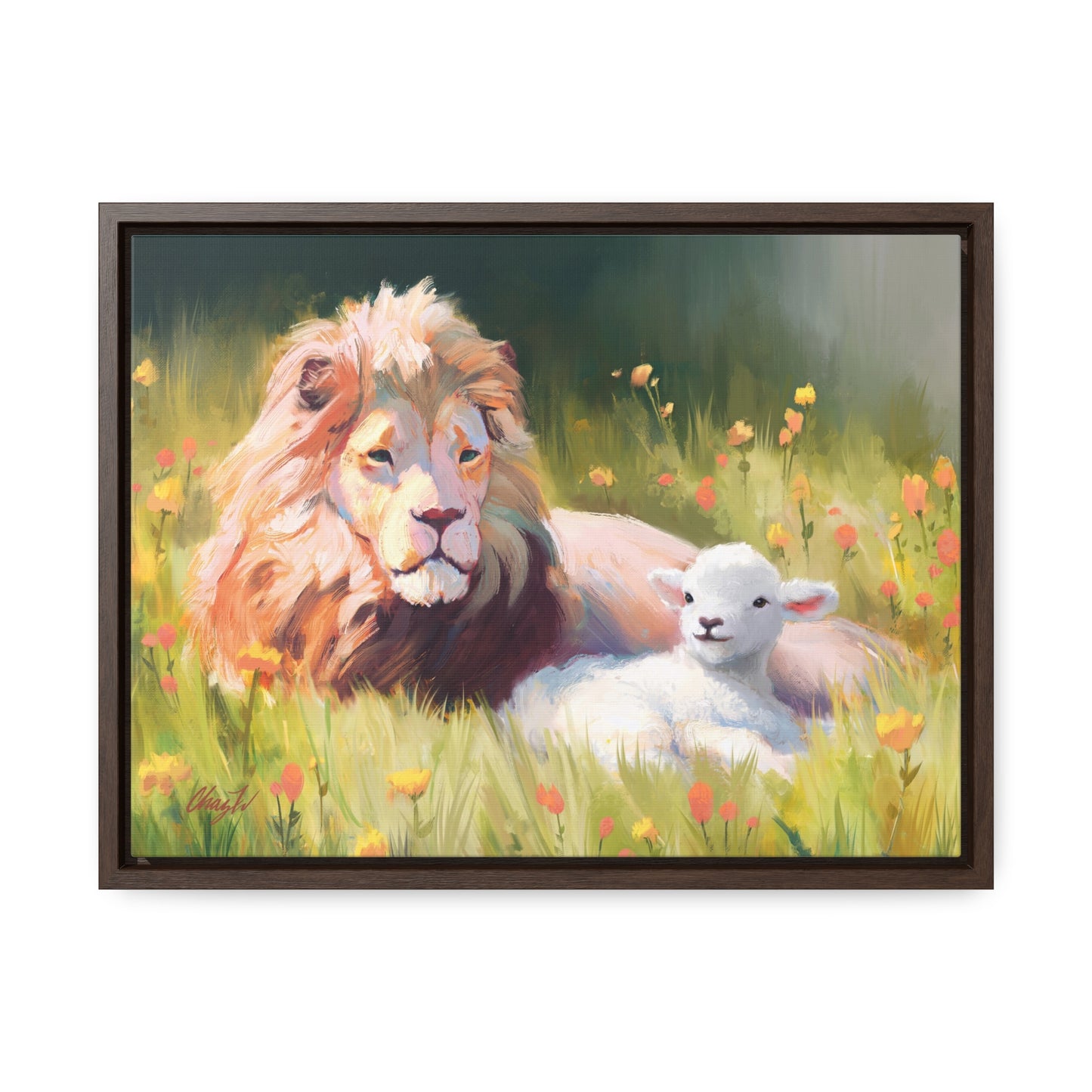 Stretched Canvas Print in Wood Frame, The Lamb and the Lion, by Chaz Walgamott