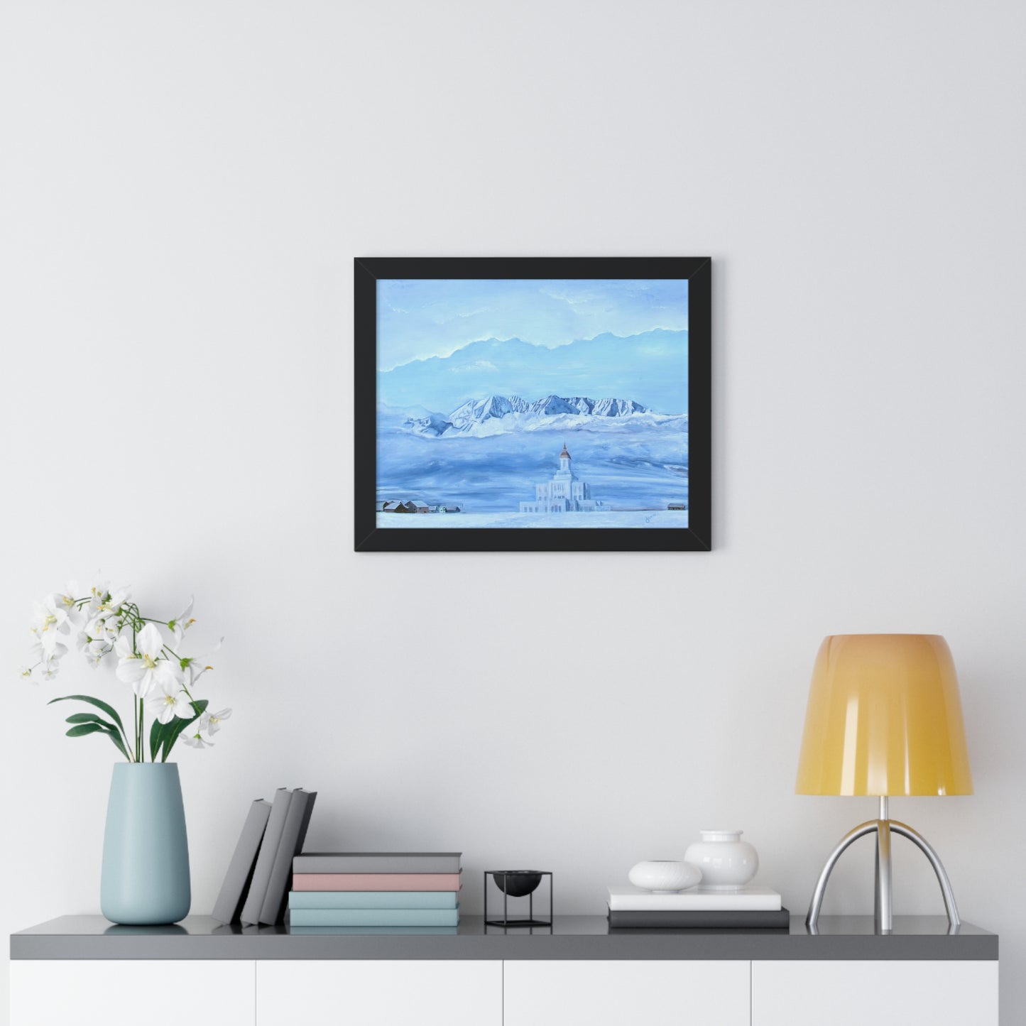 Premium Matte Print--Framed, Deseret Peak Temple-Hope in the Bleak of Winter, by Jane Autry
