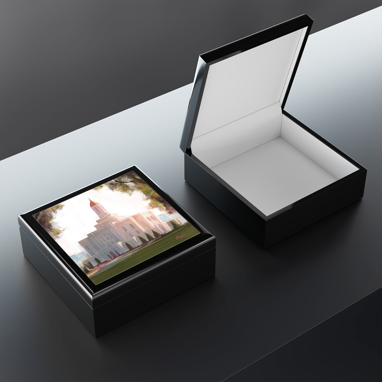 Jewelry Box featuring the Deseret Peak Temple--Golden, by Chaz Walgamott