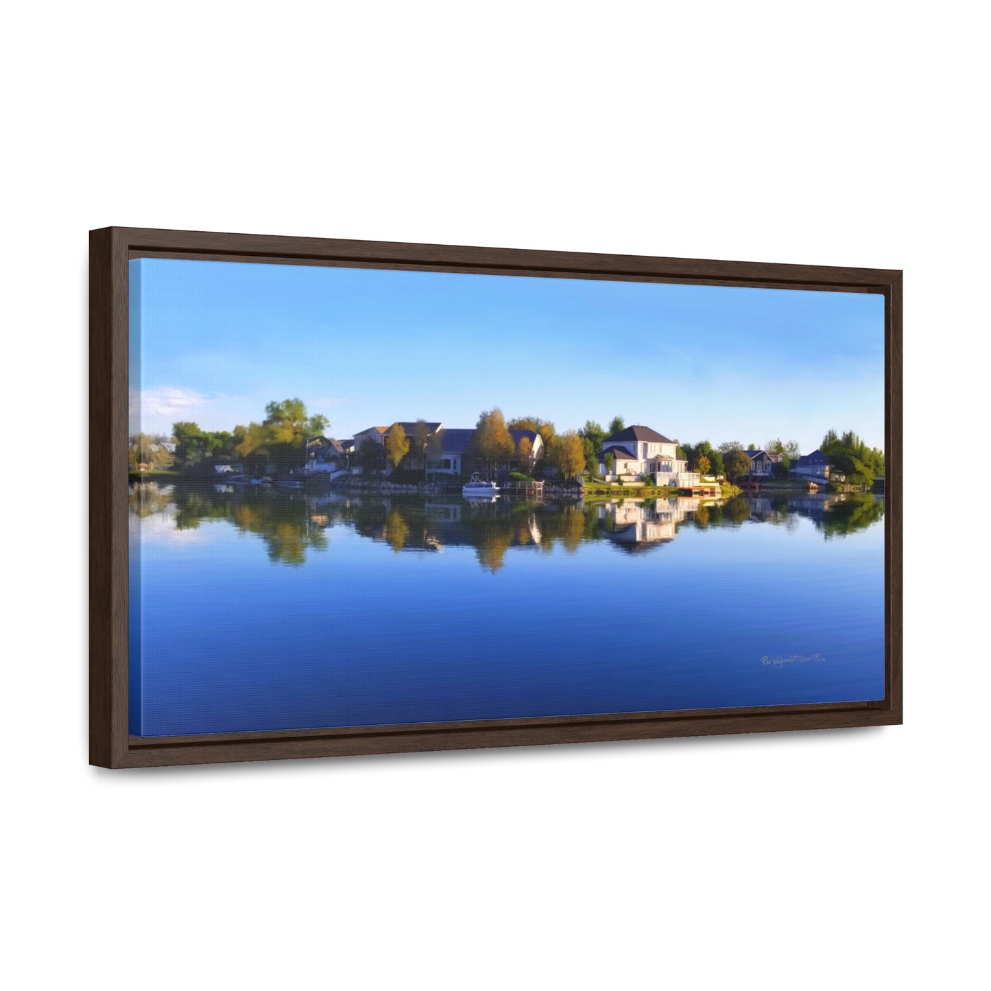 Stretched Canvas Wrap in Wood Frame, Blue Sky Reflection on Stansbury Lake, by Rod Walgamott