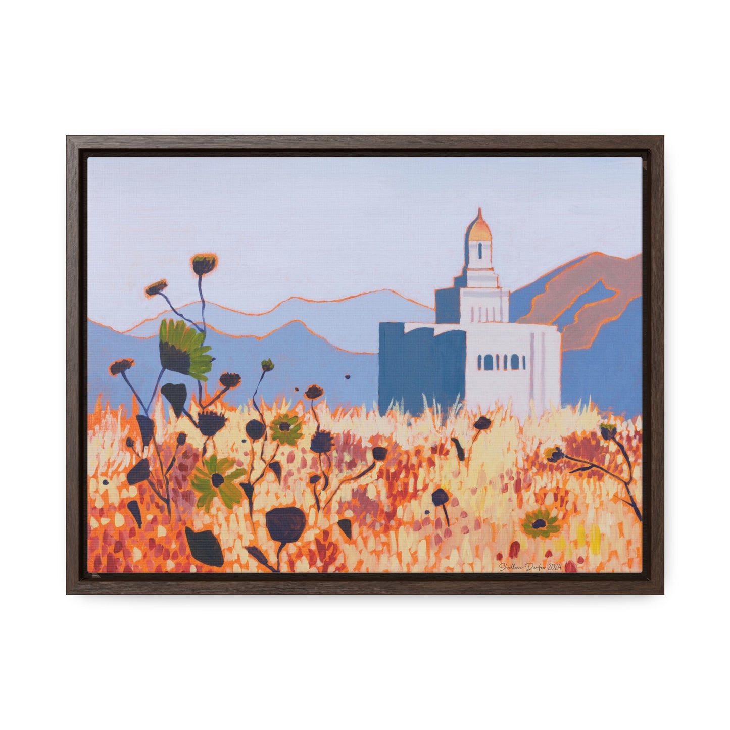 Stretched Canvas Print in Wood Frame--Deseret Peak Temple by Shellece Durfee