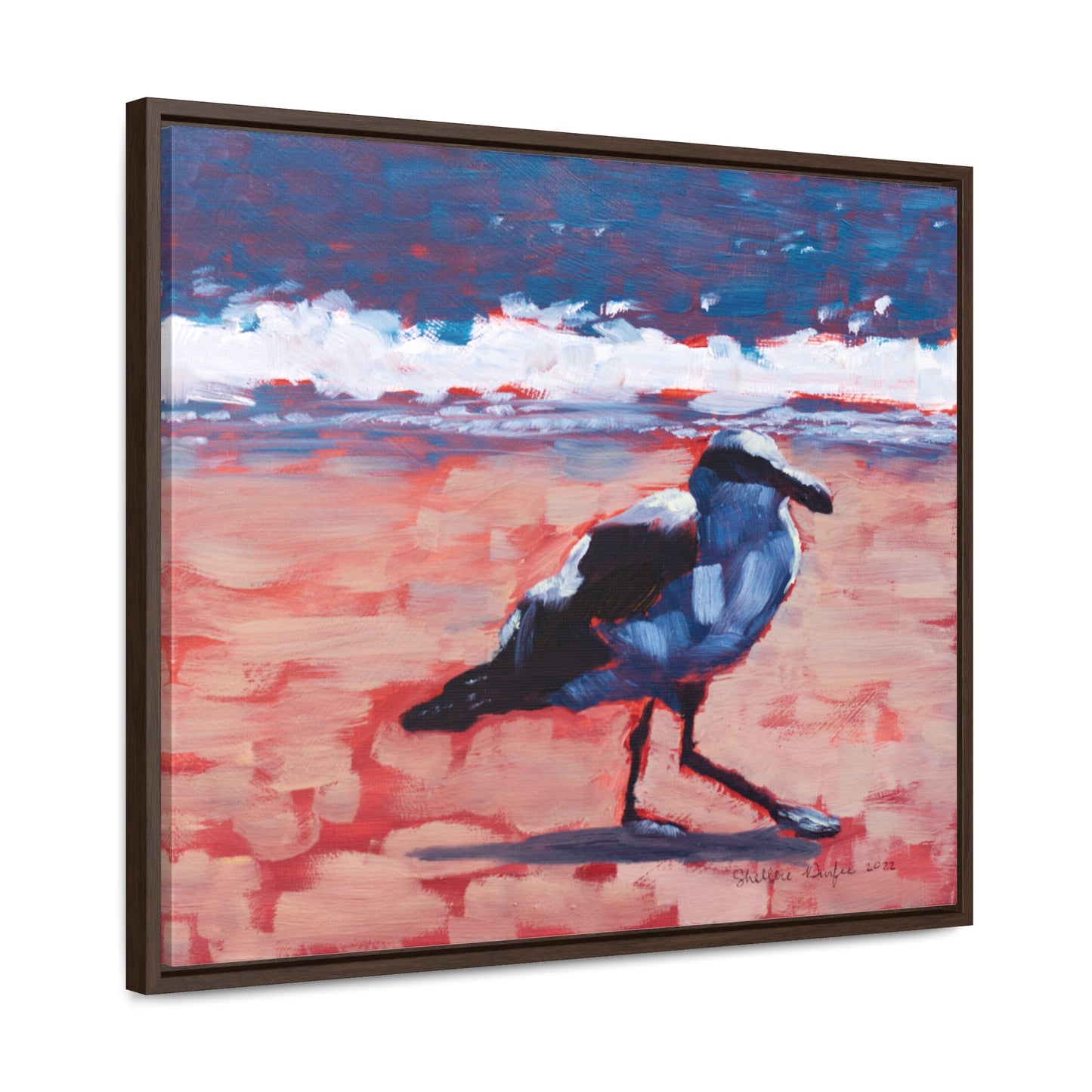Stretched Canvas Print in Wood Frame, Seagull, by Shellece Durfee