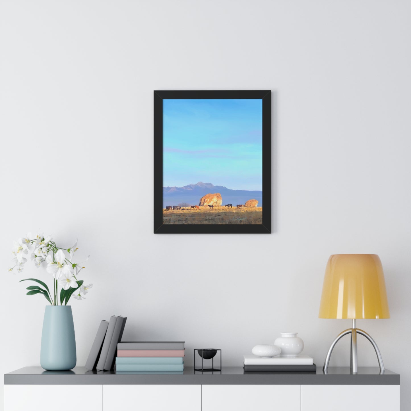 Framed Matte Print, Horses at Adobe Rock, by Rod Walgamott