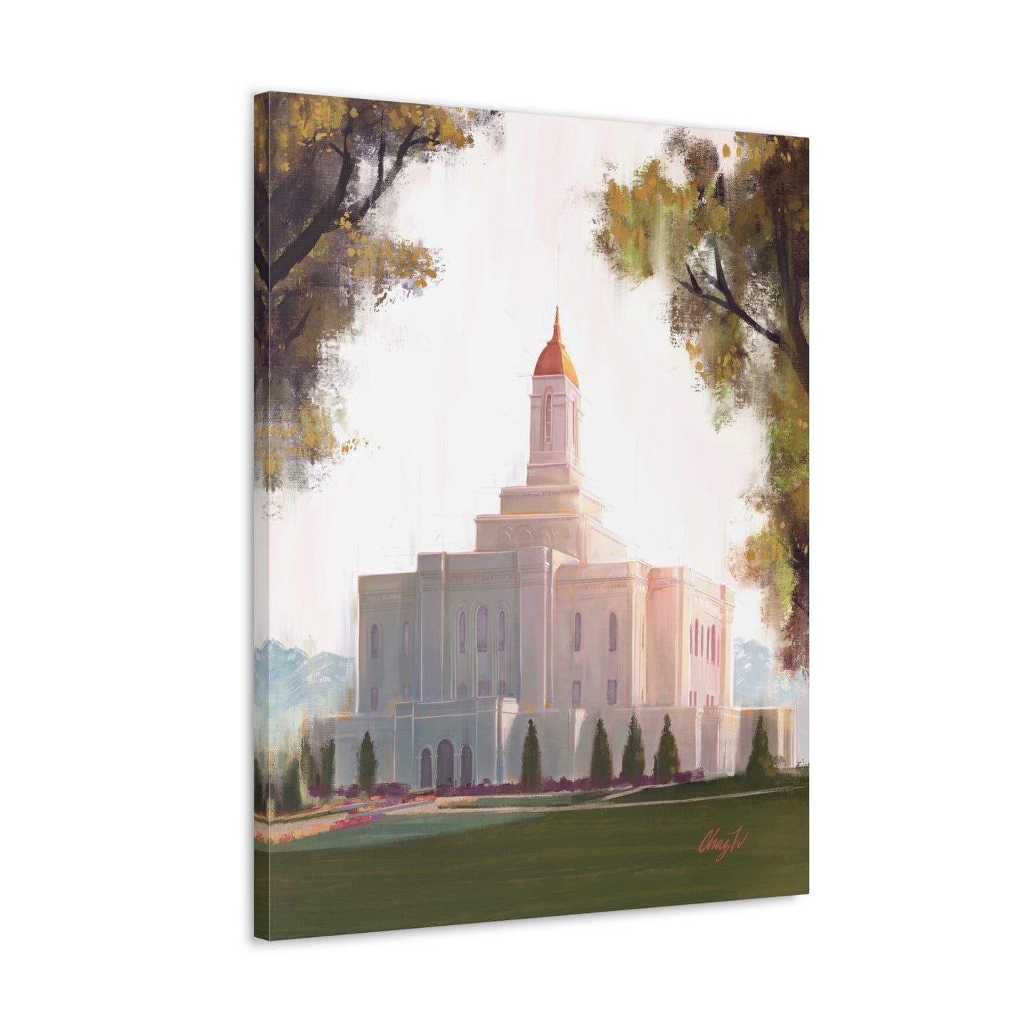Canvas Gallery Wrap, Deseret Peak Temple-Golden, by Chaz Walgamott