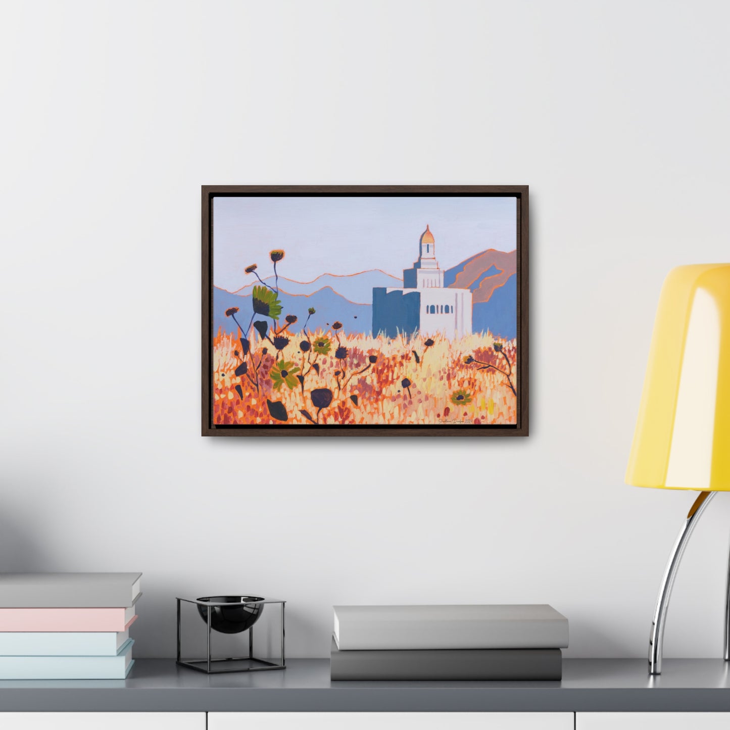 Stretched Canvas Print in Wood Frame--Deseret Peak Temple by Shellece Durfee