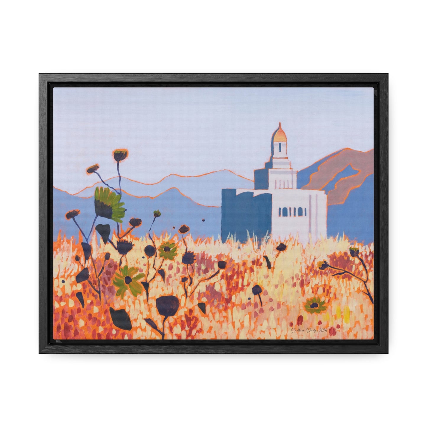 Stretched Canvas Print in Wood Frame--Deseret Peak Temple by Shellece Durfee