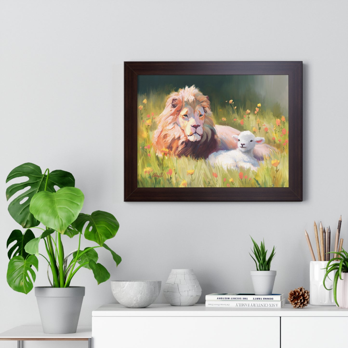 Framed Matte Print, The Lamb and the Lion, by Chaz Walgamott