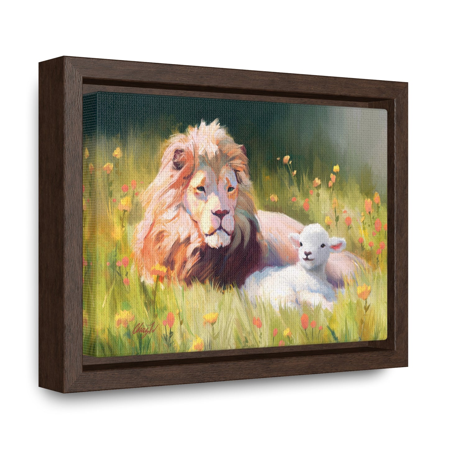 Stretched Canvas Print in Wood Frame, The Lamb and the Lion, by Chaz Walgamott