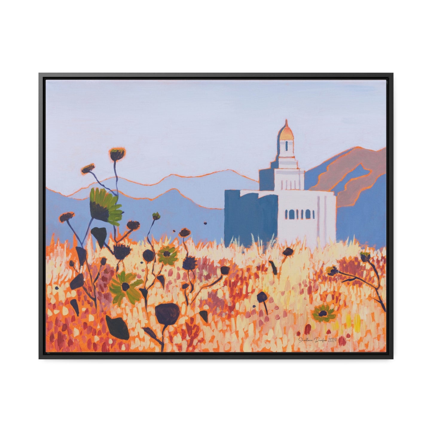 Stretched Canvas Print in Wood Frame--Deseret Peak Temple by Shellece Durfee