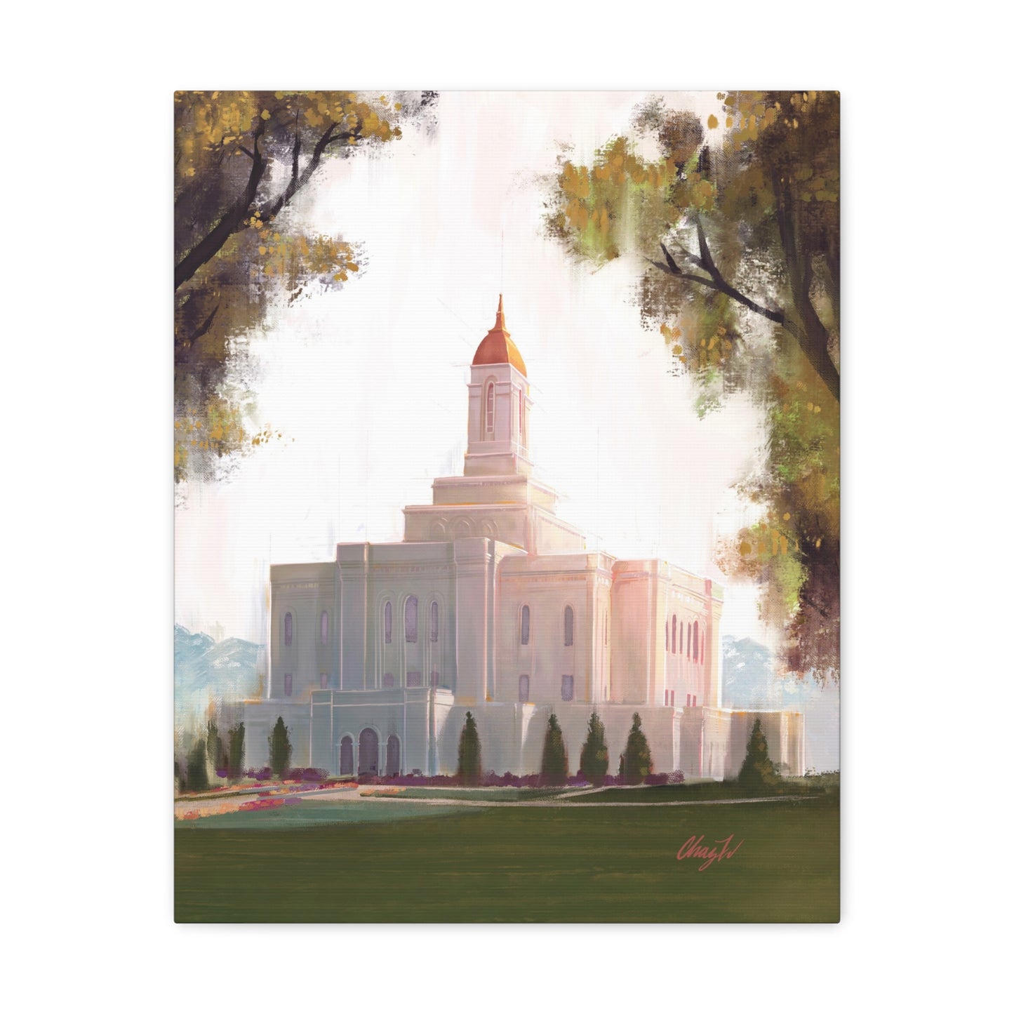 Canvas Gallery Wrap, Deseret Peak Temple-Golden, by Chaz Walgamott