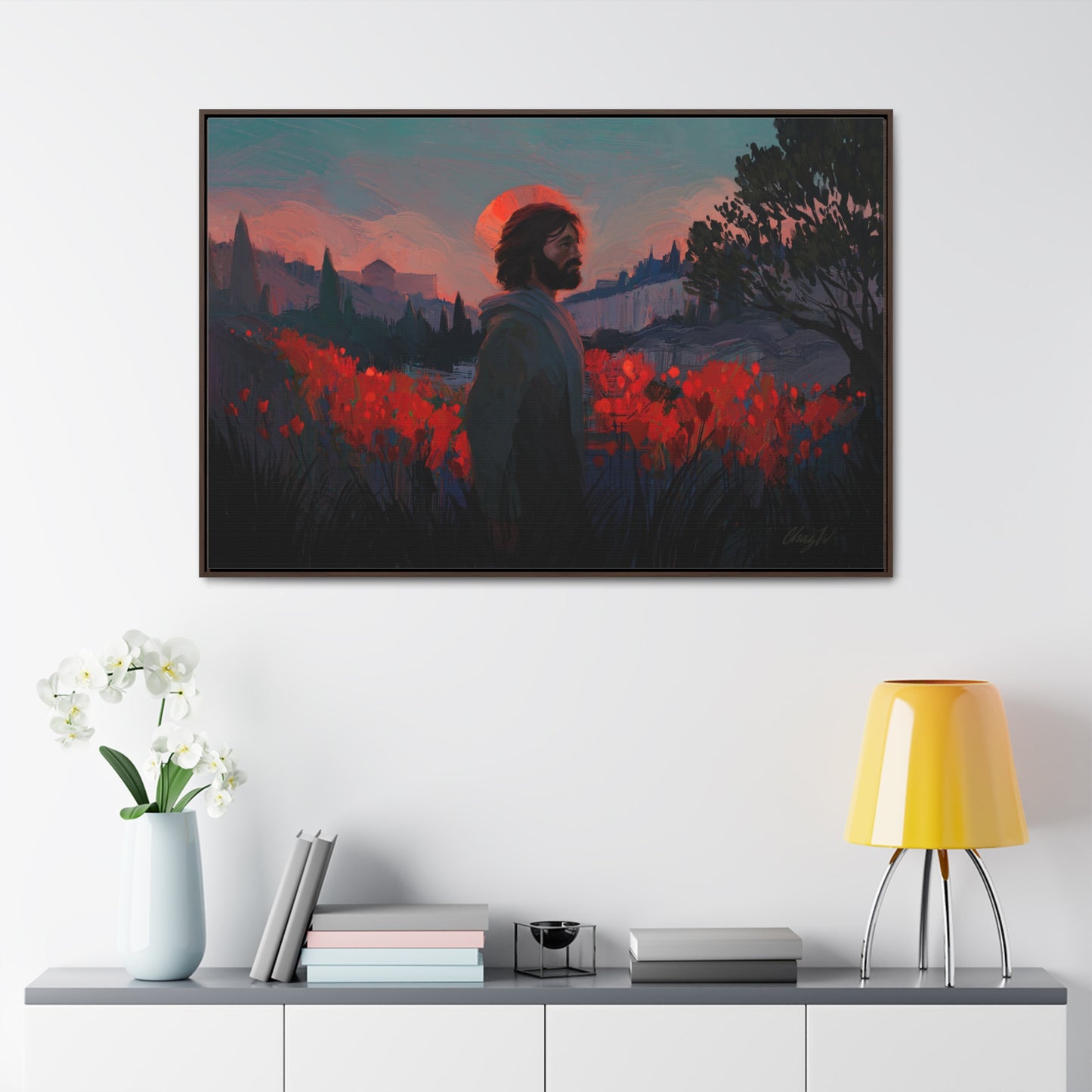Stretched Canvas Print in Wood Frame, "Though as Scarlet" by Chaz Walgamott